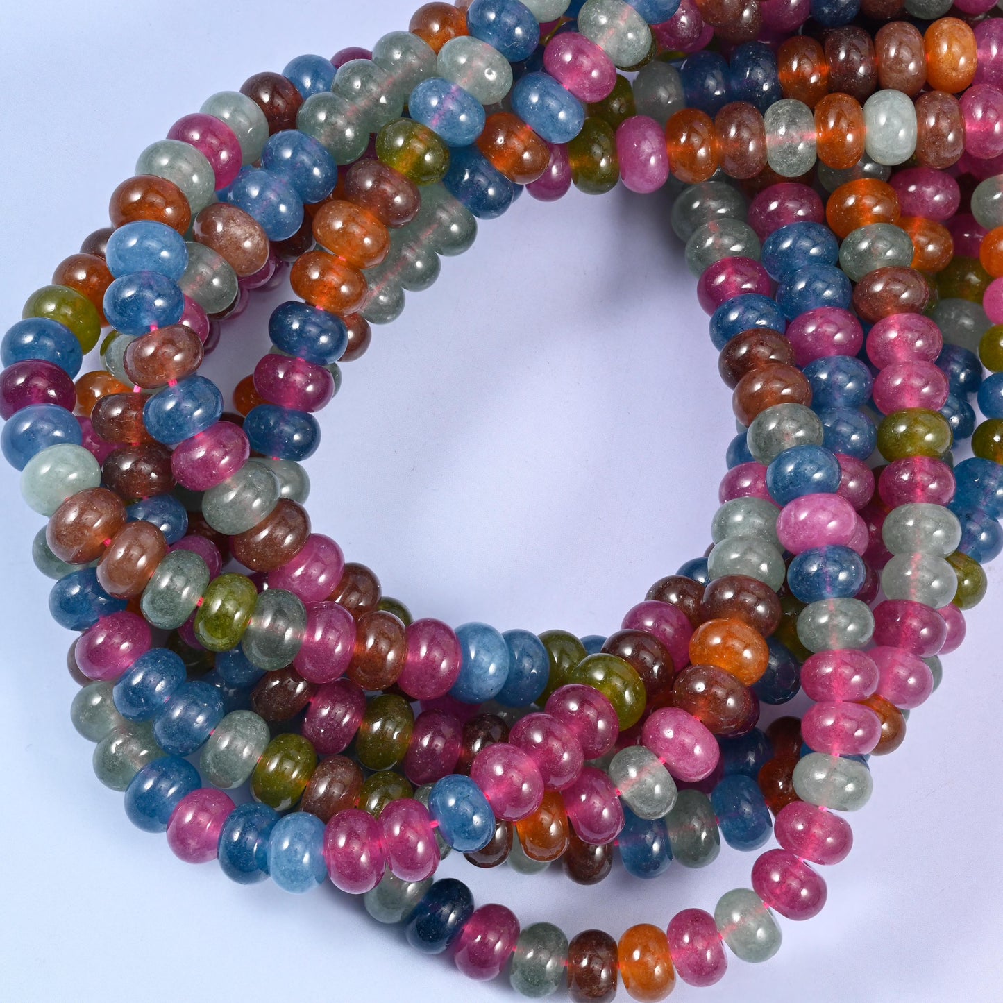 Multi-Color Dyed Jade Smooth Rondelle Beads Jewelry Making Size 5x8mm 15 inch Strand