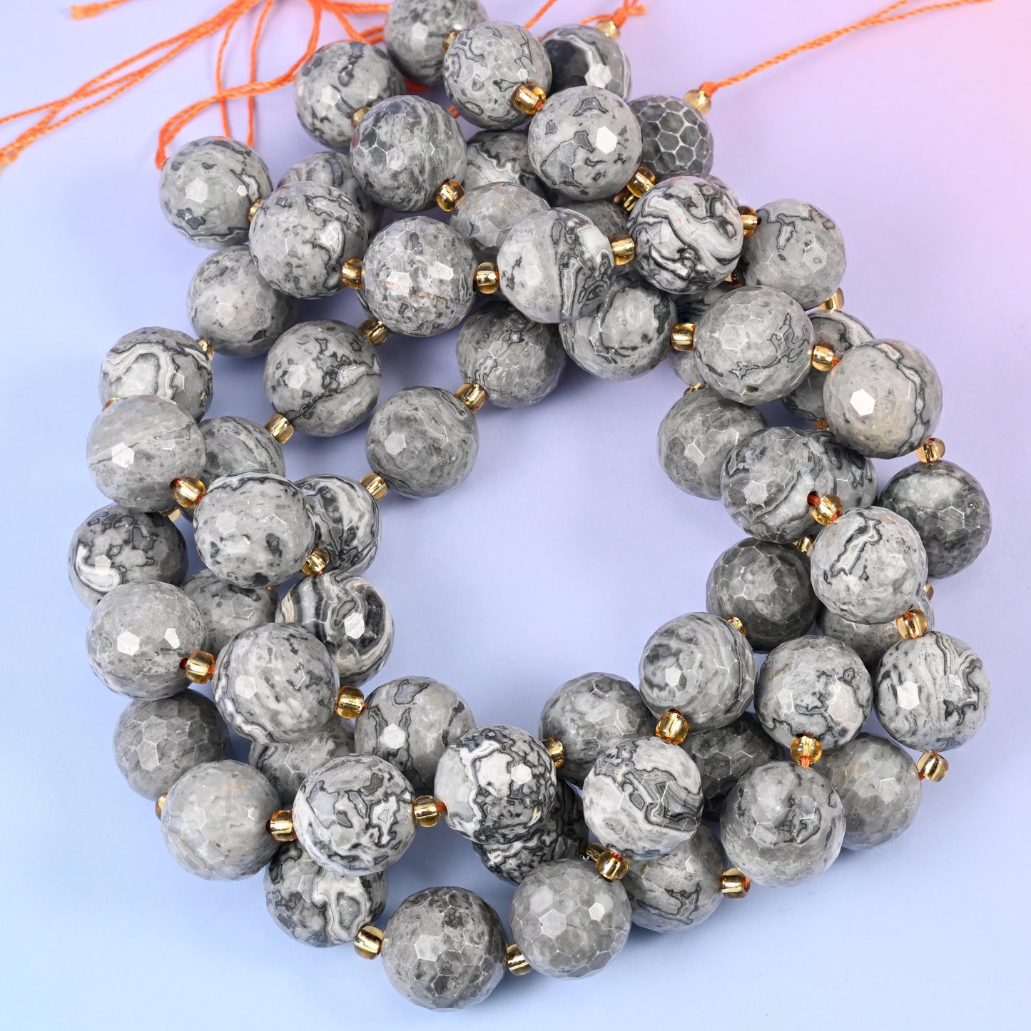 Map Jasper Faceted Round Beads Size 16mm Jewelry Making 15 Inch Strand