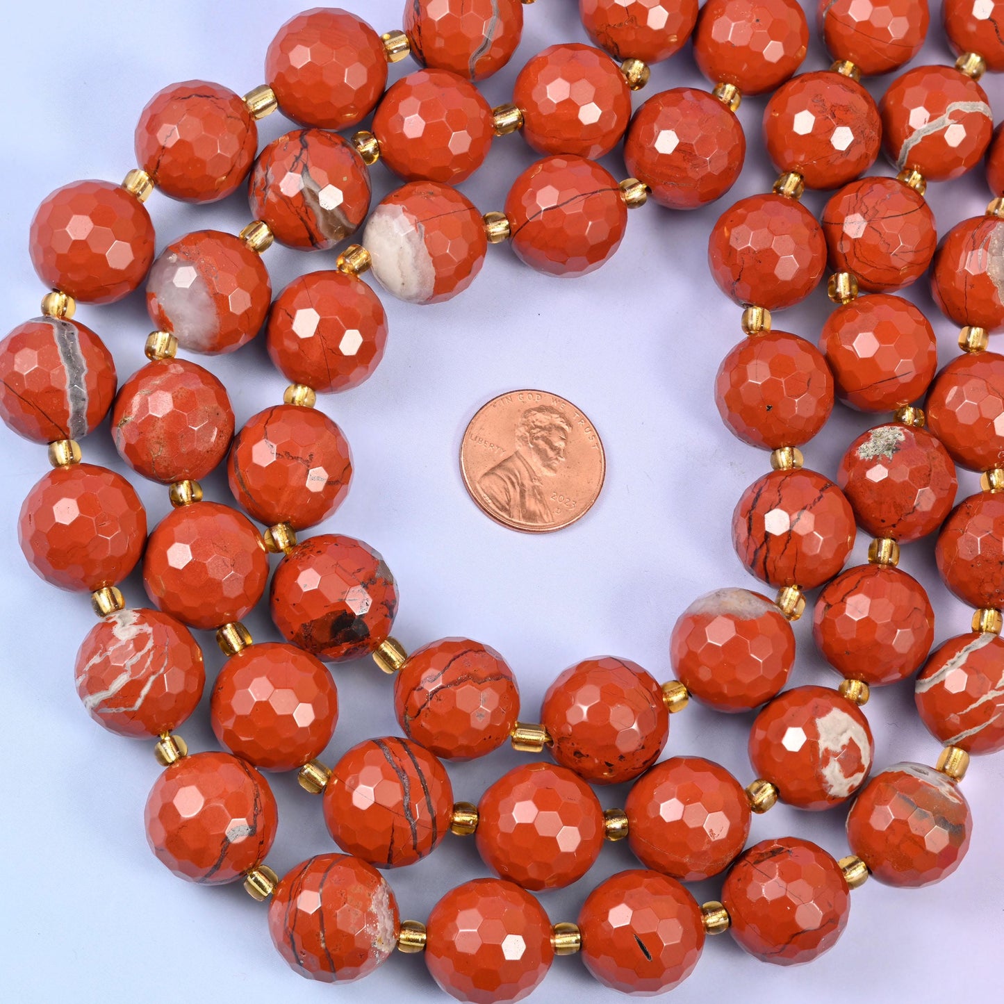 Flower Red Jasper Faceted Round Beads Size 16mm Jewelry Making 15 Inch Strand