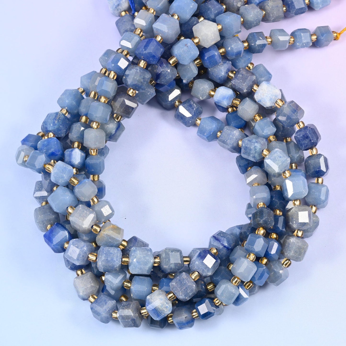 Blue Aventurine Faceted Cube Beads: Size 6mm 8mm, Jewelry Making, 15 inch Strand