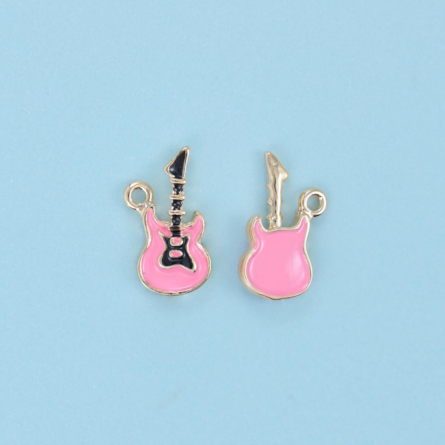 Enamel Guitar Charms: 18K Gold Filled, DIY Jewelry Making Supply