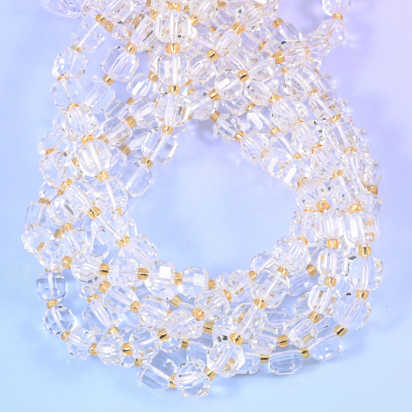 Clear Quartz Faceted Cube Beads: Size 6mm 8mm, Jewelry Making, 15 inch Strand