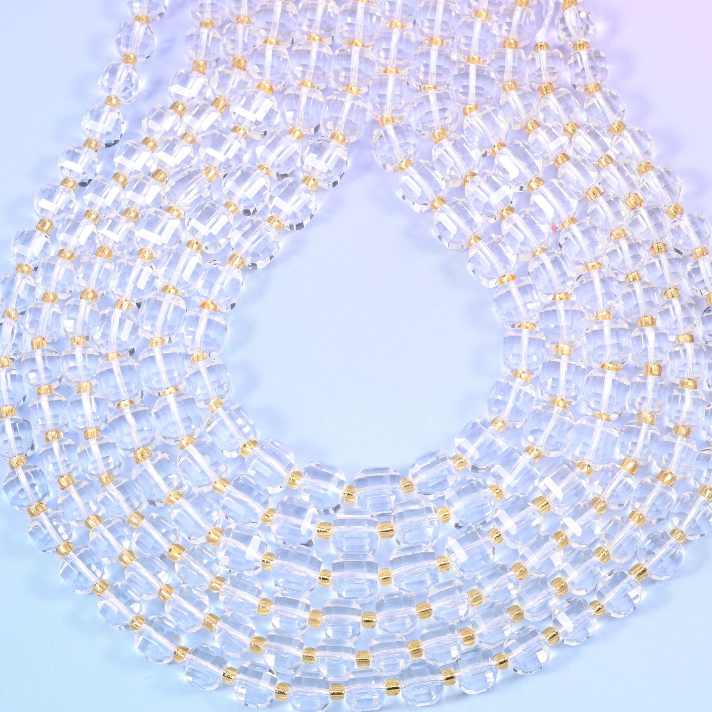 Clear Quartz Faceted Cube Beads: Size 6mm 8mm, Jewelry Making, 15 inch Strand