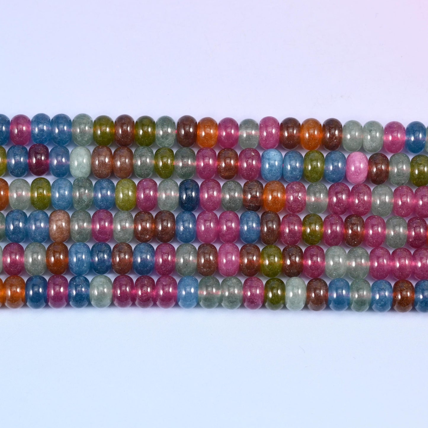 Multi-Color Dyed Jade Smooth Rondelle Beads Jewelry Making Size 5x8mm 15 inch Strand