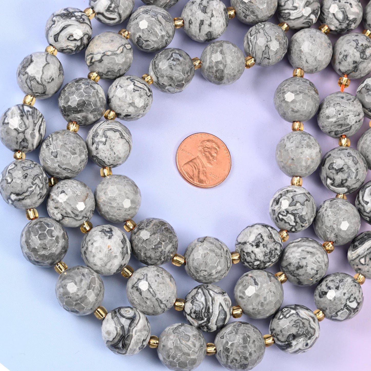 Map Jasper Faceted Round Beads Size 16mm Jewelry Making 15 Inch Strand