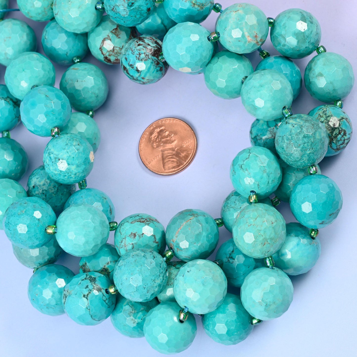 Green Howlite Faceted Round Beads Size 16mm Jewelry Making 15 Inch Strand