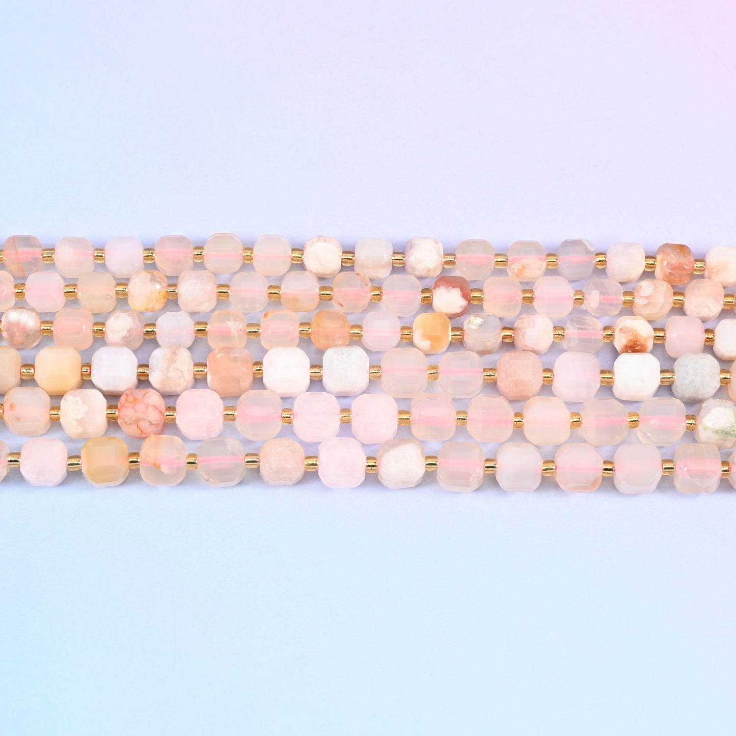 Sakura Agate Faceted Cube Beads: Size 6mm 8mm, Jewelry Making, 15 inch Strand