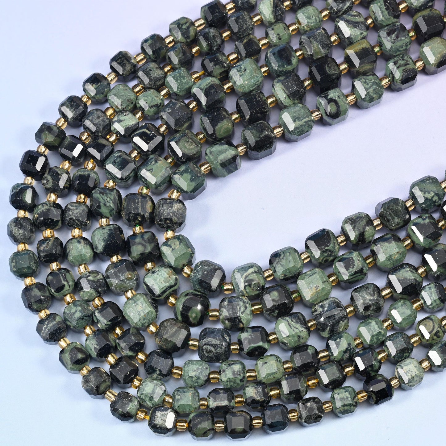 Kambaba Jasper Faceted Cube Beads: Size 6mm 8mm, Jewelry Making, 15 inch Strand