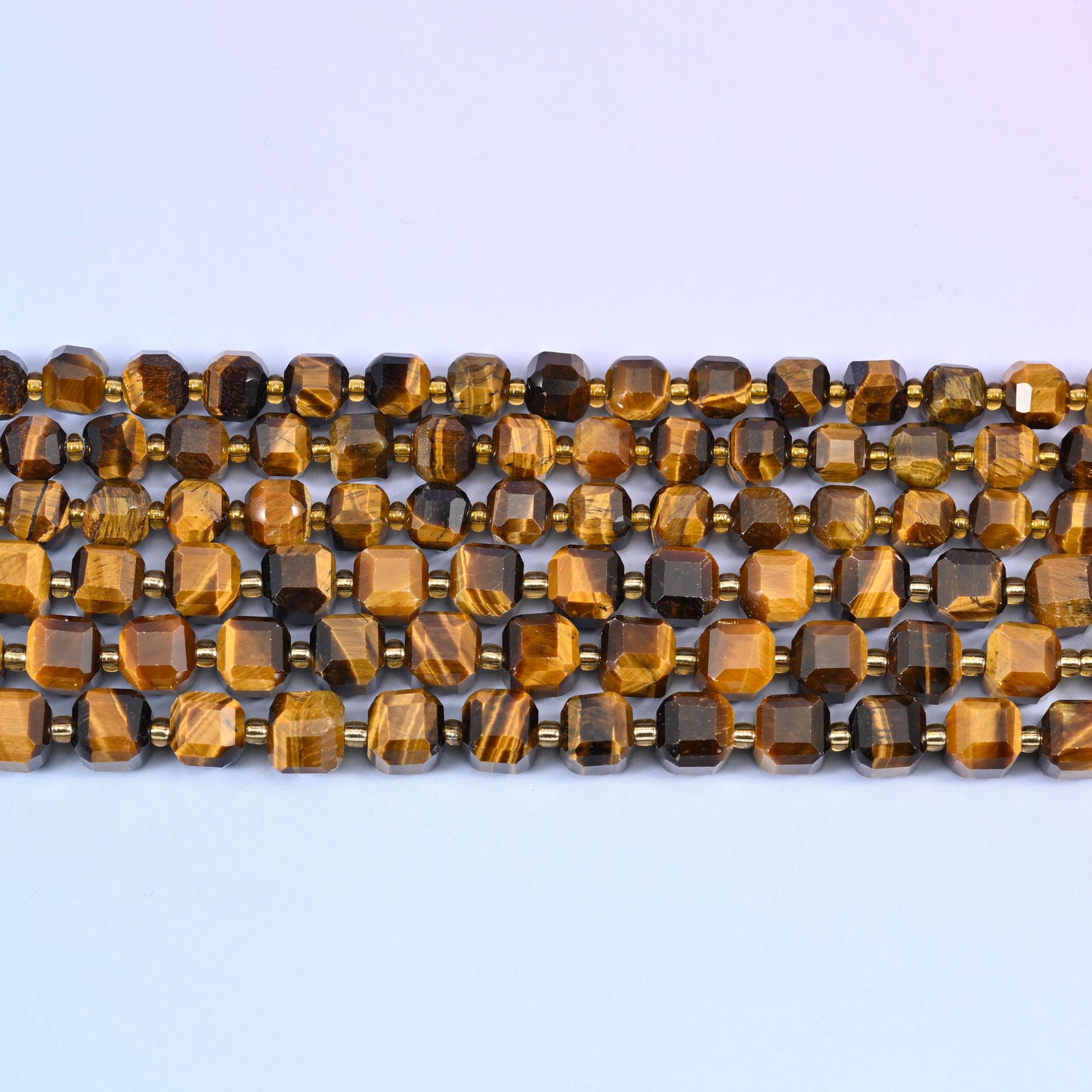 Tiger Eye Faceted Cube Beads: Size 6mm 8mm, Jewelry Making, 15 inch Strand