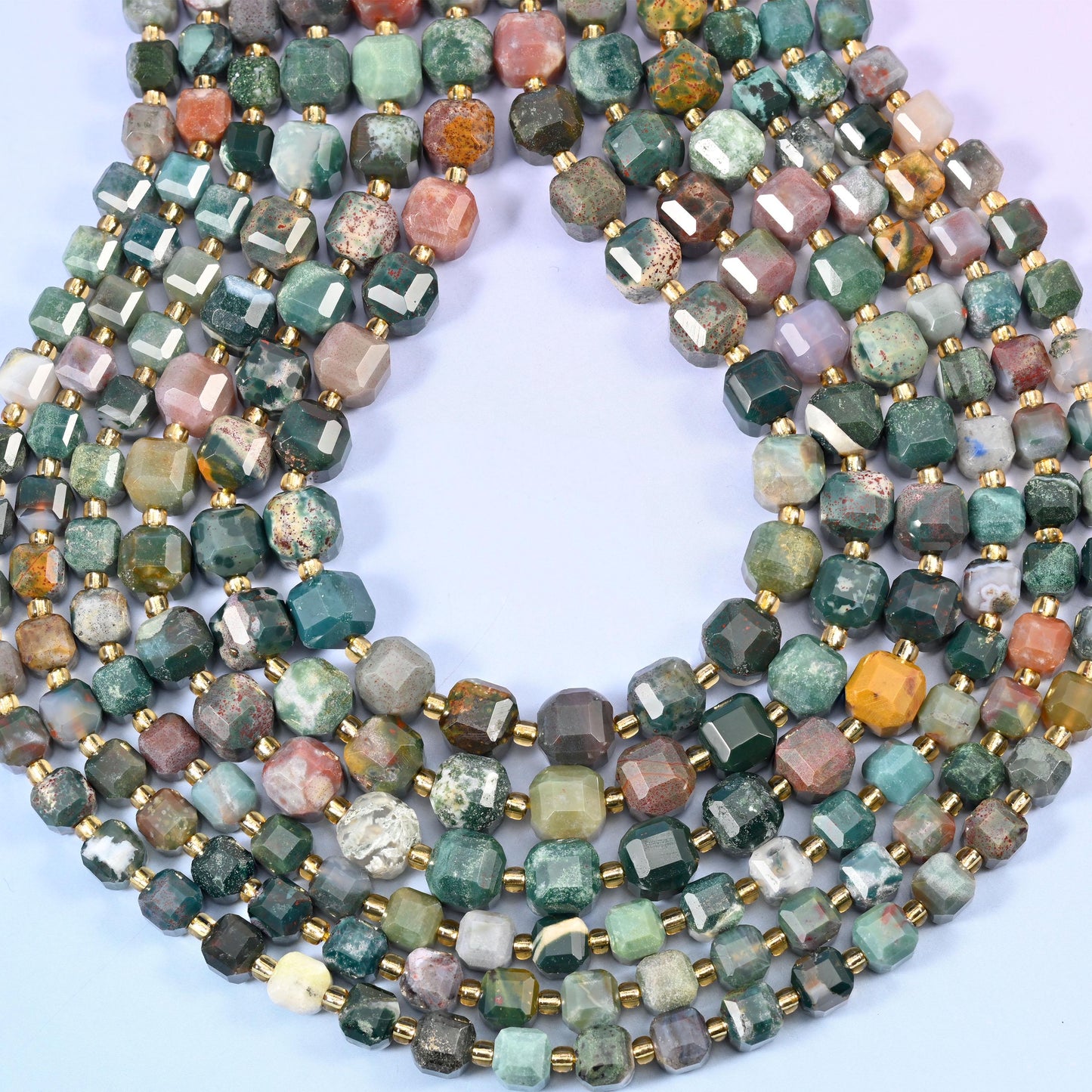 Ocean Jasper Faceted Cube Beads: Size 6mm 8mm, Jewelry Making, 15 inch Strand