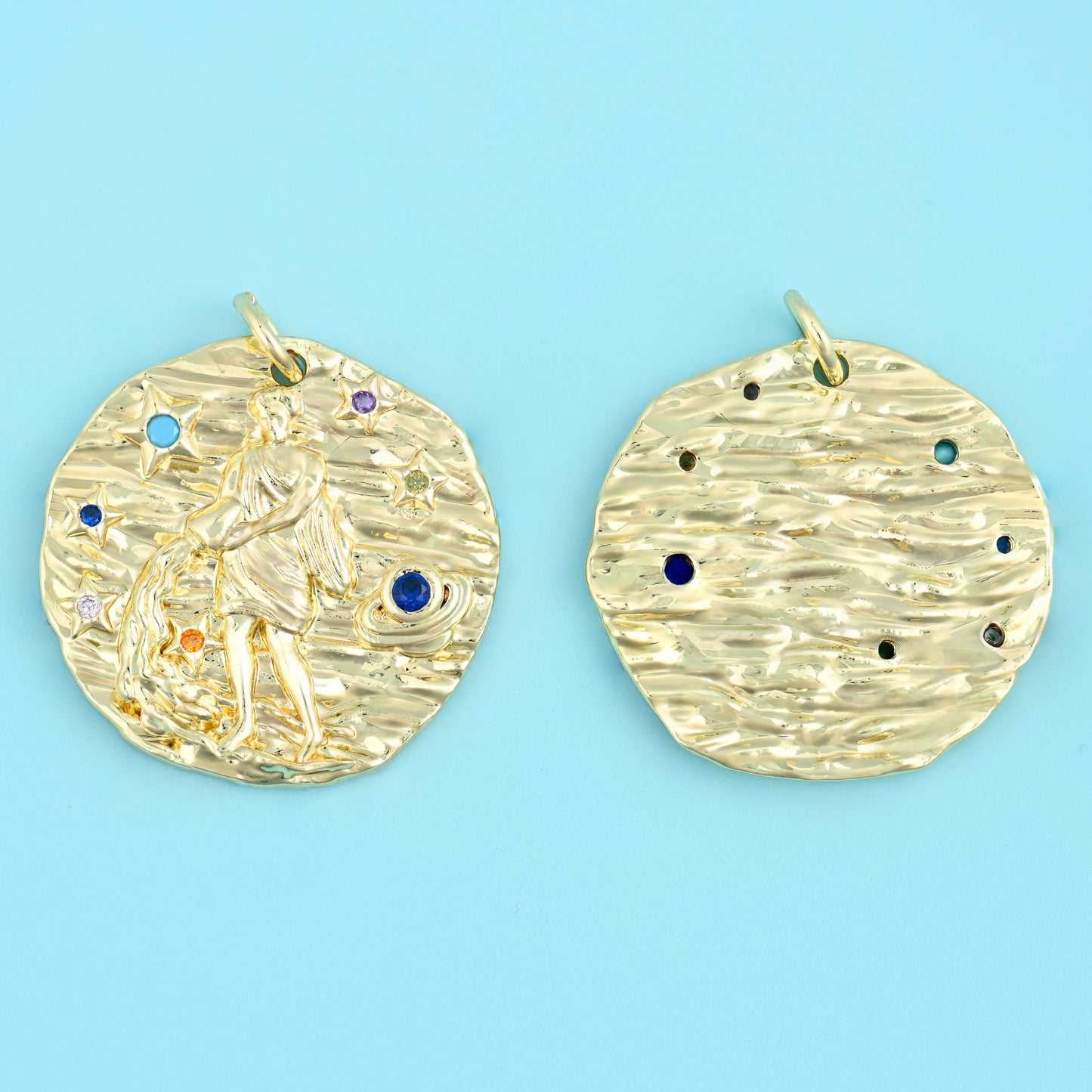 18K Gold Filled Zircon Zodiac Sign Pendants for DIY Jewelry Making Supply