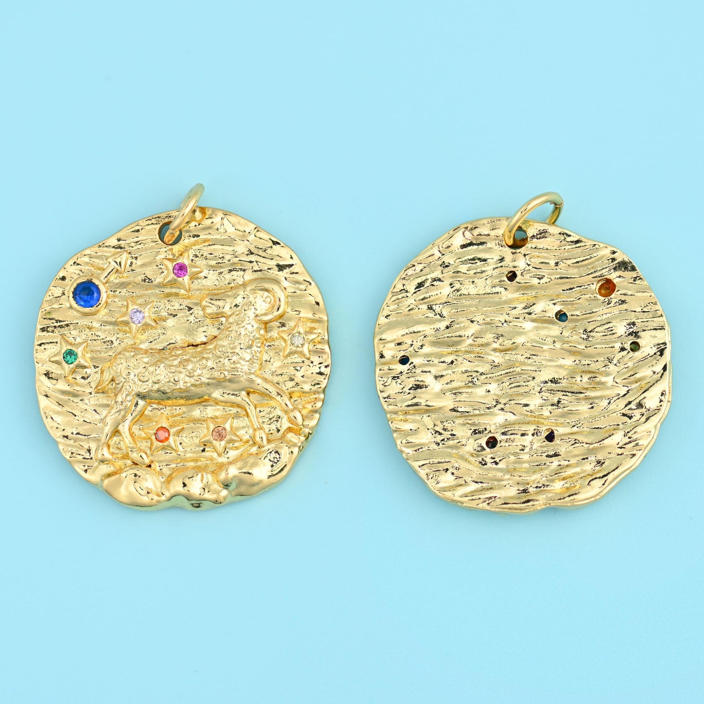 18K Gold Filled Zircon Zodiac Sign Pendants for DIY Jewelry Making Supply