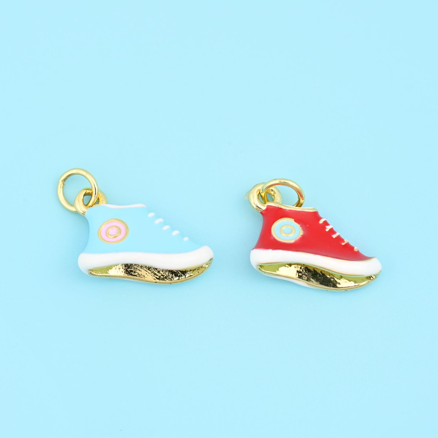 18K Gold Filled Enamel Sneaker Pendants for DIY Jewelry Making Supply