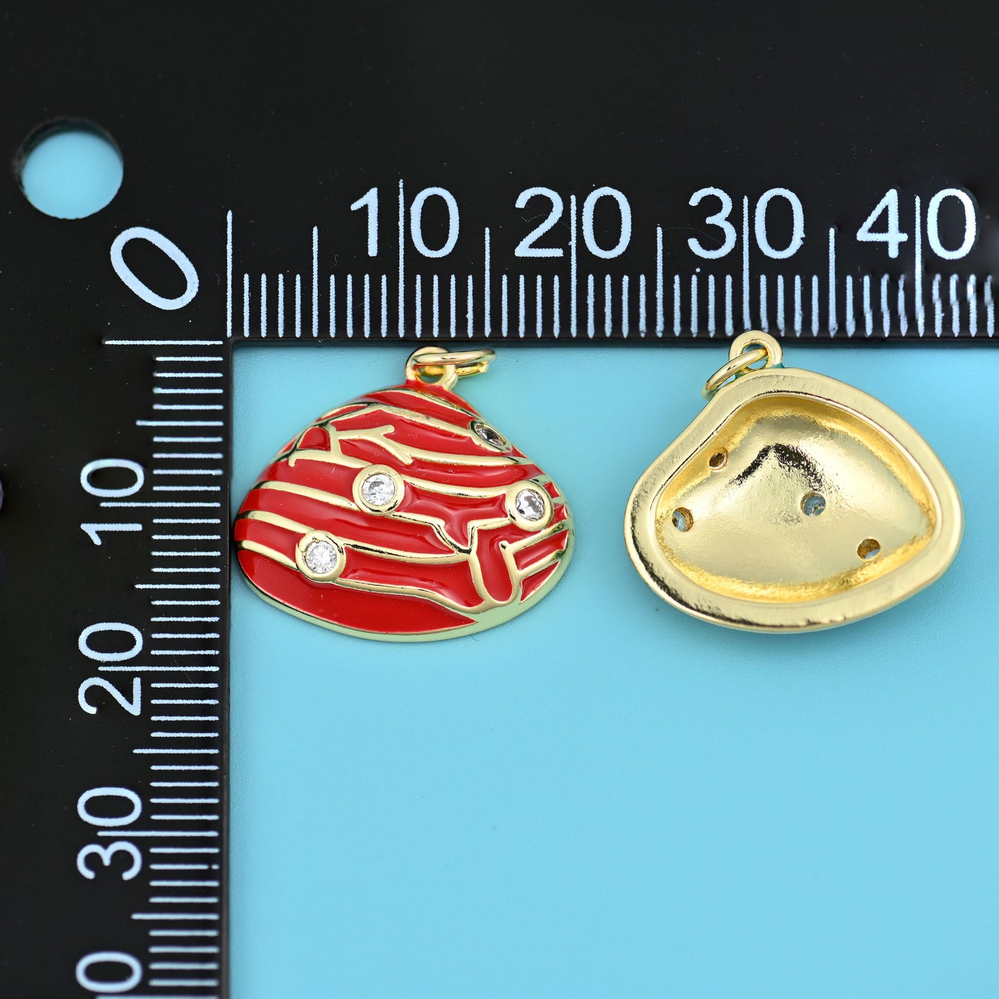 18K Gold Filled Enamel Zircon Shell Charms for DIY Jewelry Making Supply