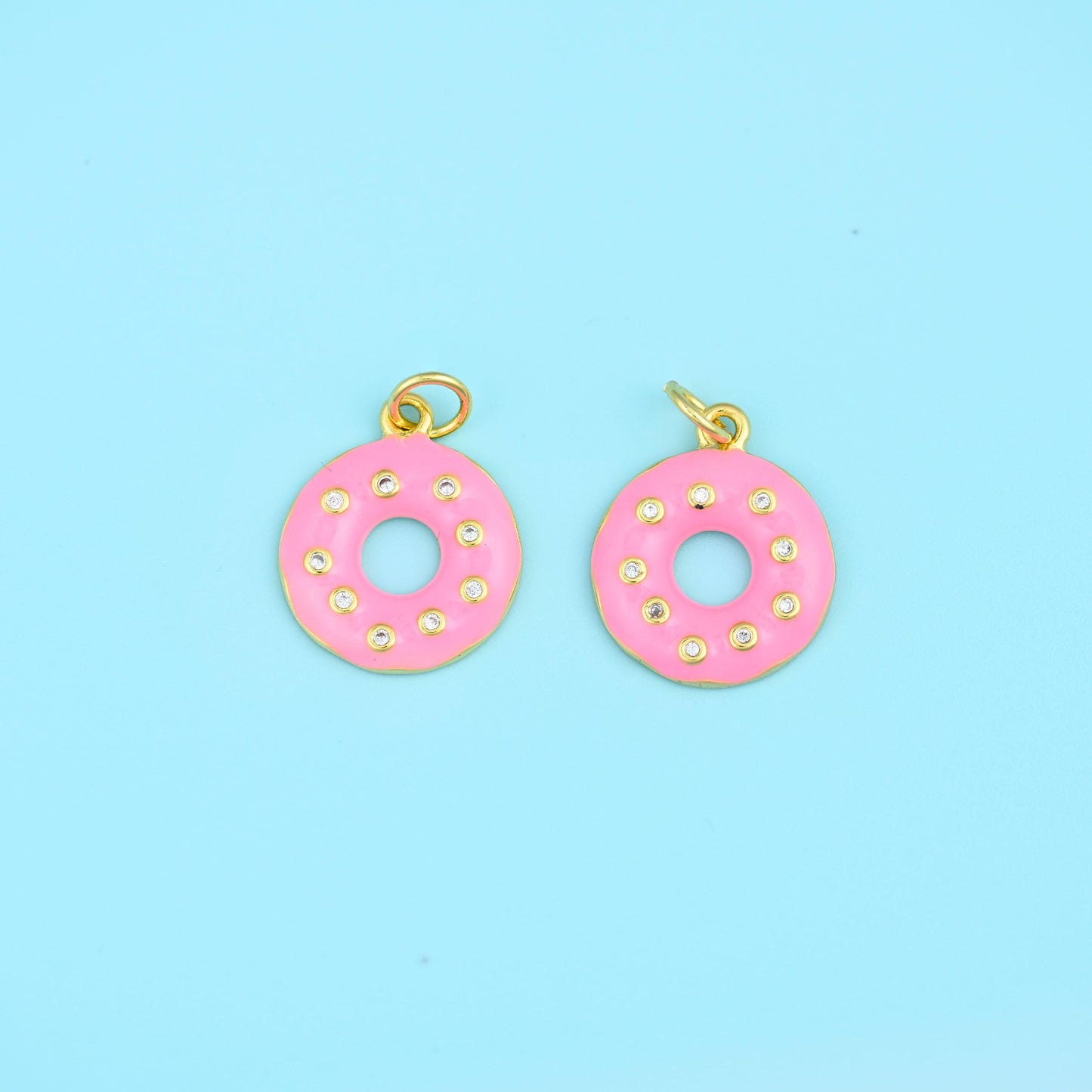 18K Gold Filled Enamel Donut Charms for DIY Jewelry Making Supply
