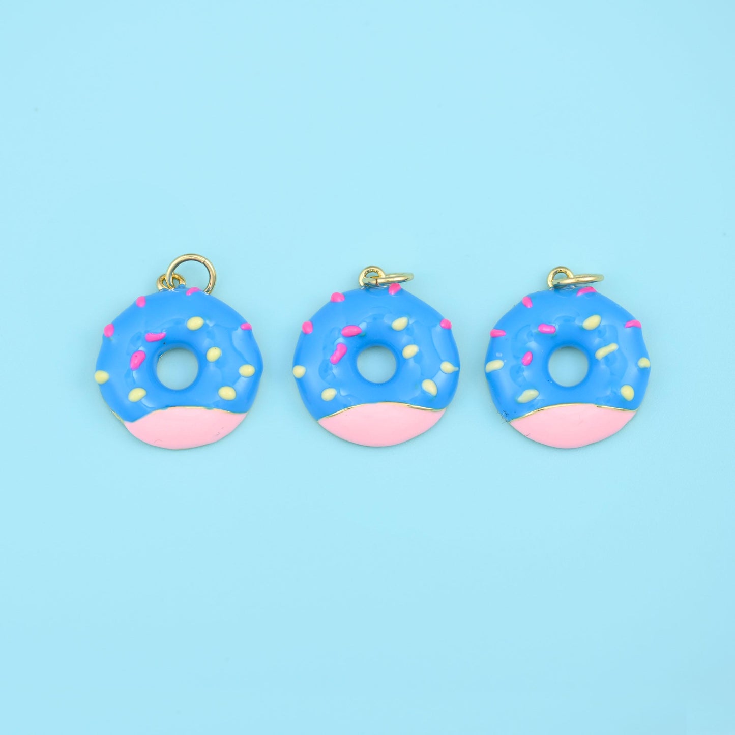 Sprinkle Donut Charms, 18K Gold Filled Pendants for DIY Jewelry Making Supply