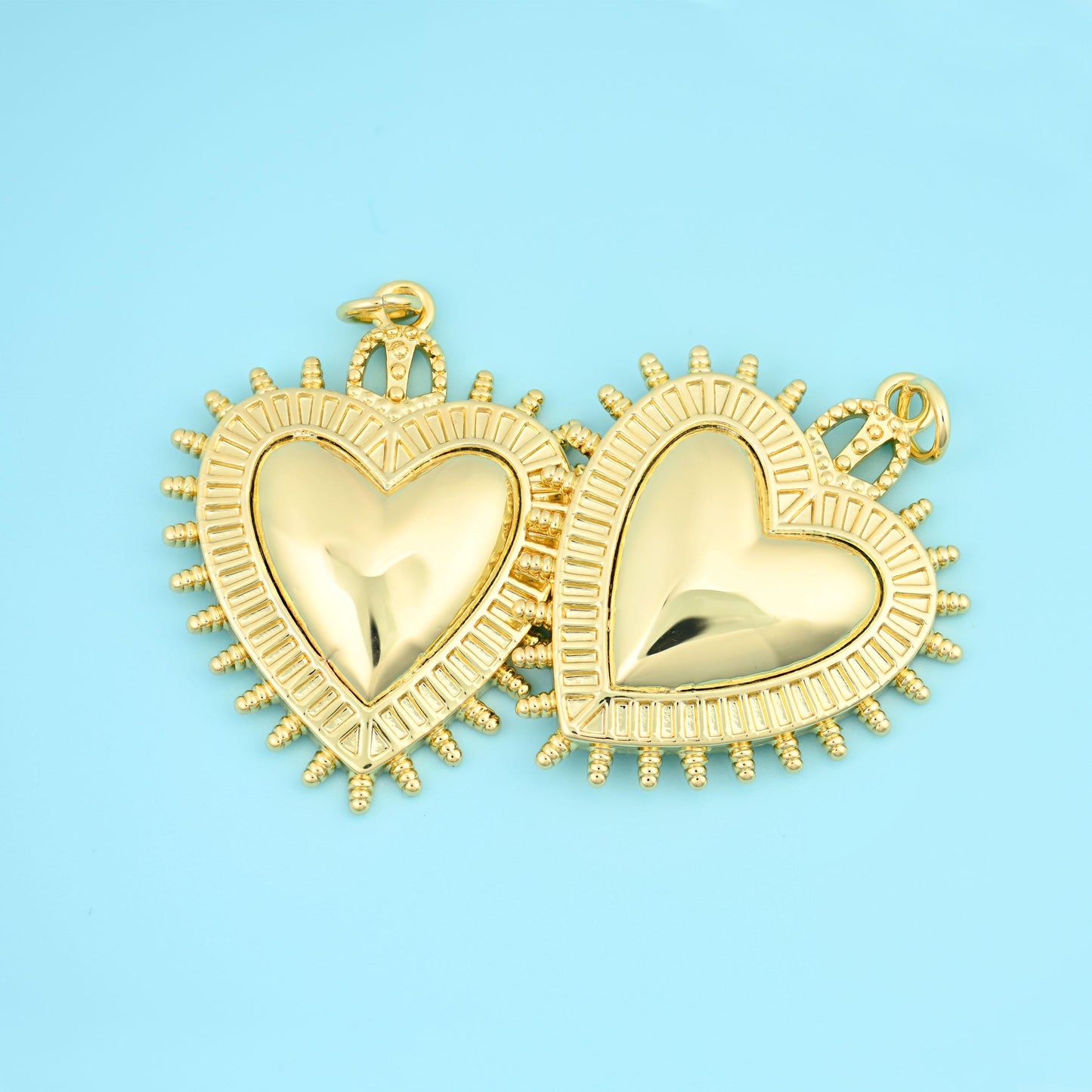 18K Gold Filled Spiked Heart Pendants for DIY Jewelry Making Supply
