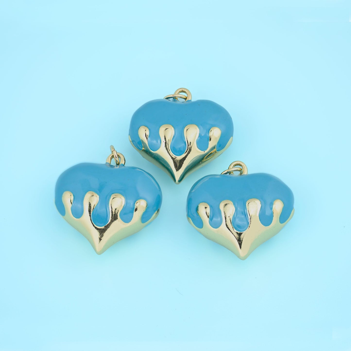 18K Gold Filled Enamel Dripping Heart Pendants for DIY Jewelry Making Supply