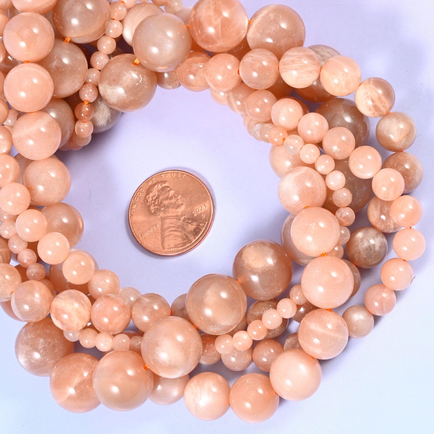 Peach Moonstone Smooth Round Beads, Multiple Sizes Available, Jewelry Making 15.5 Inch Strand