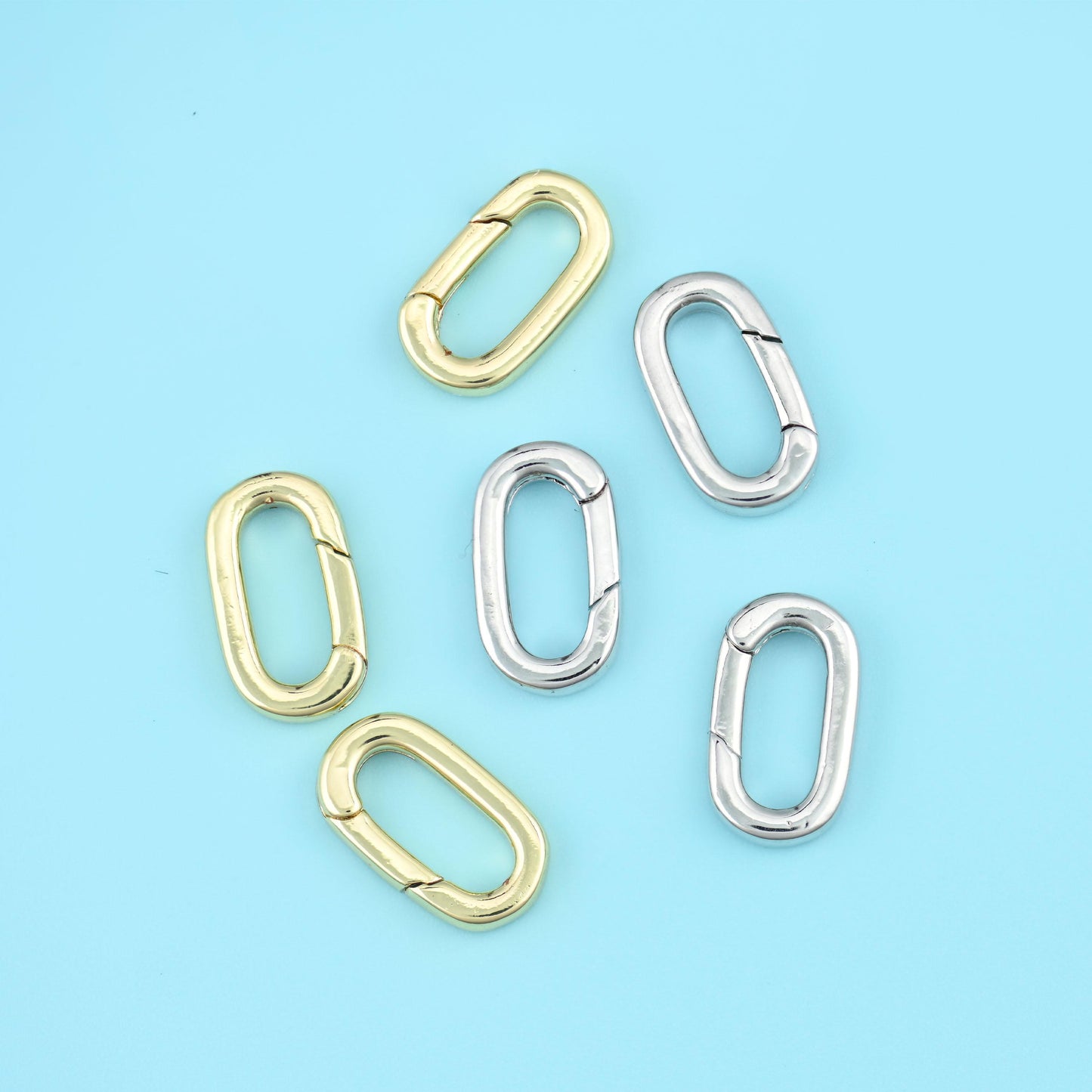 18K Gold Filled Oval Carabiner Clasps for DIY Jewelry Making Supply