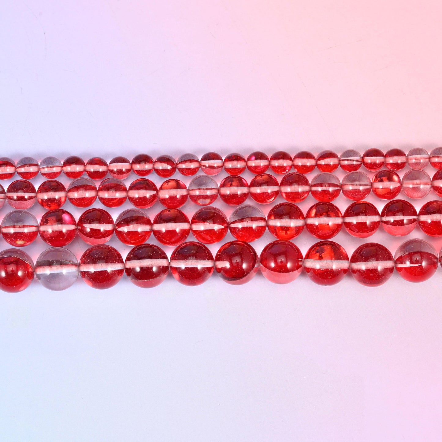 Mystic Aura Red Round Glass Beads: Iridescent Jewelry Making Supply, 15 Inch Strand