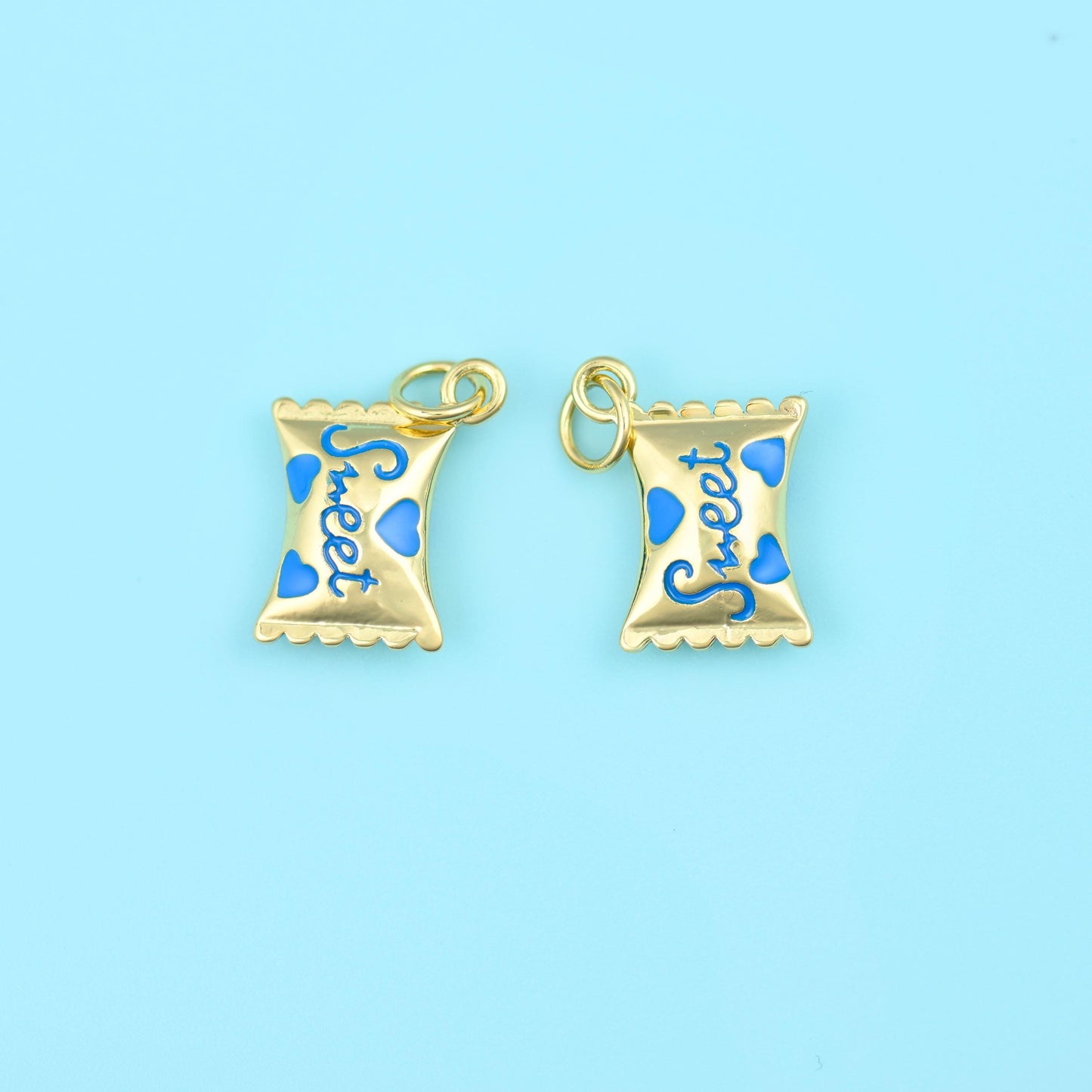16mm Enamel Sweet Candy Charms, 18K Gold Filled Pendants for DIY Jewelry Making Supply