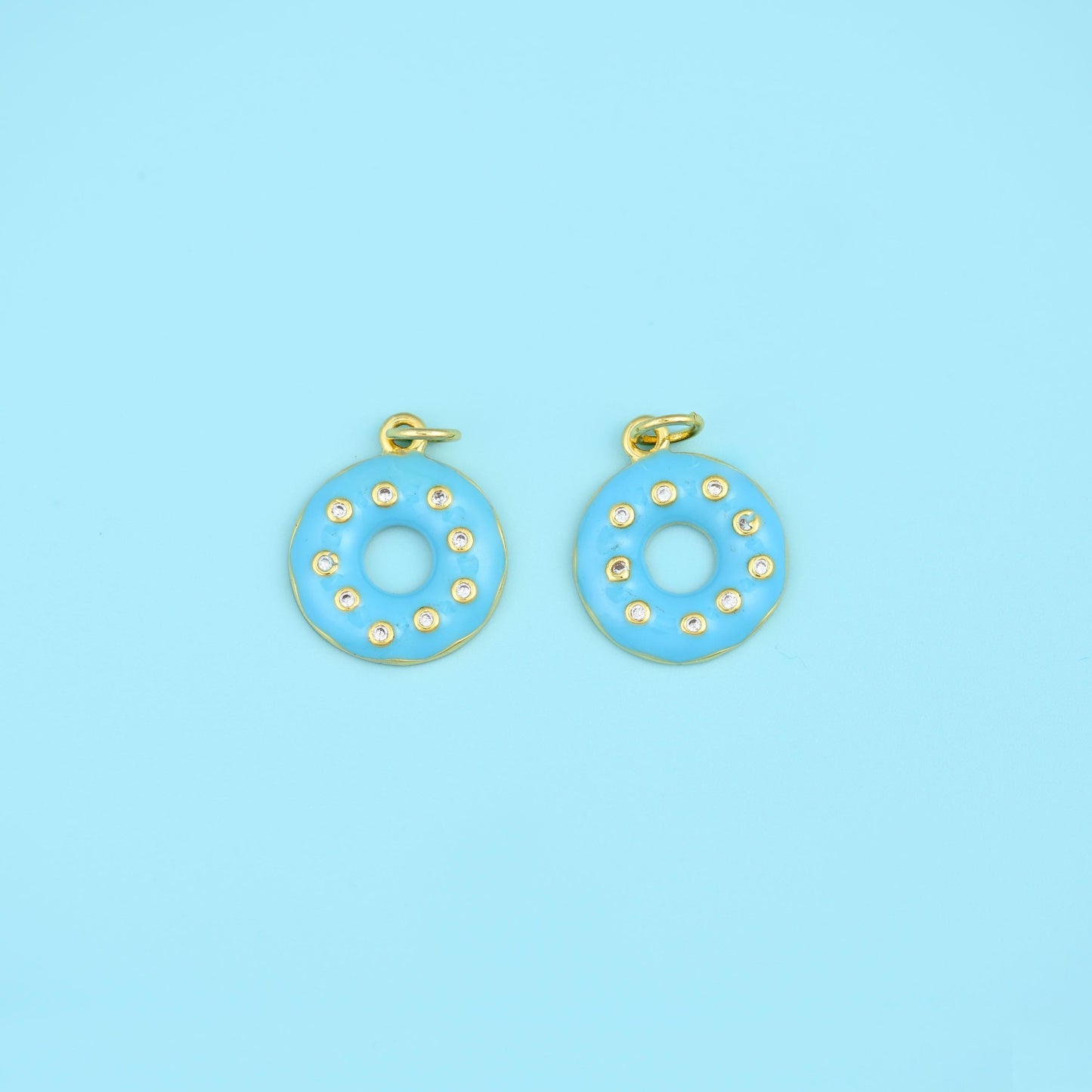 18K Gold Filled Enamel Donut Charms for DIY Jewelry Making Supply