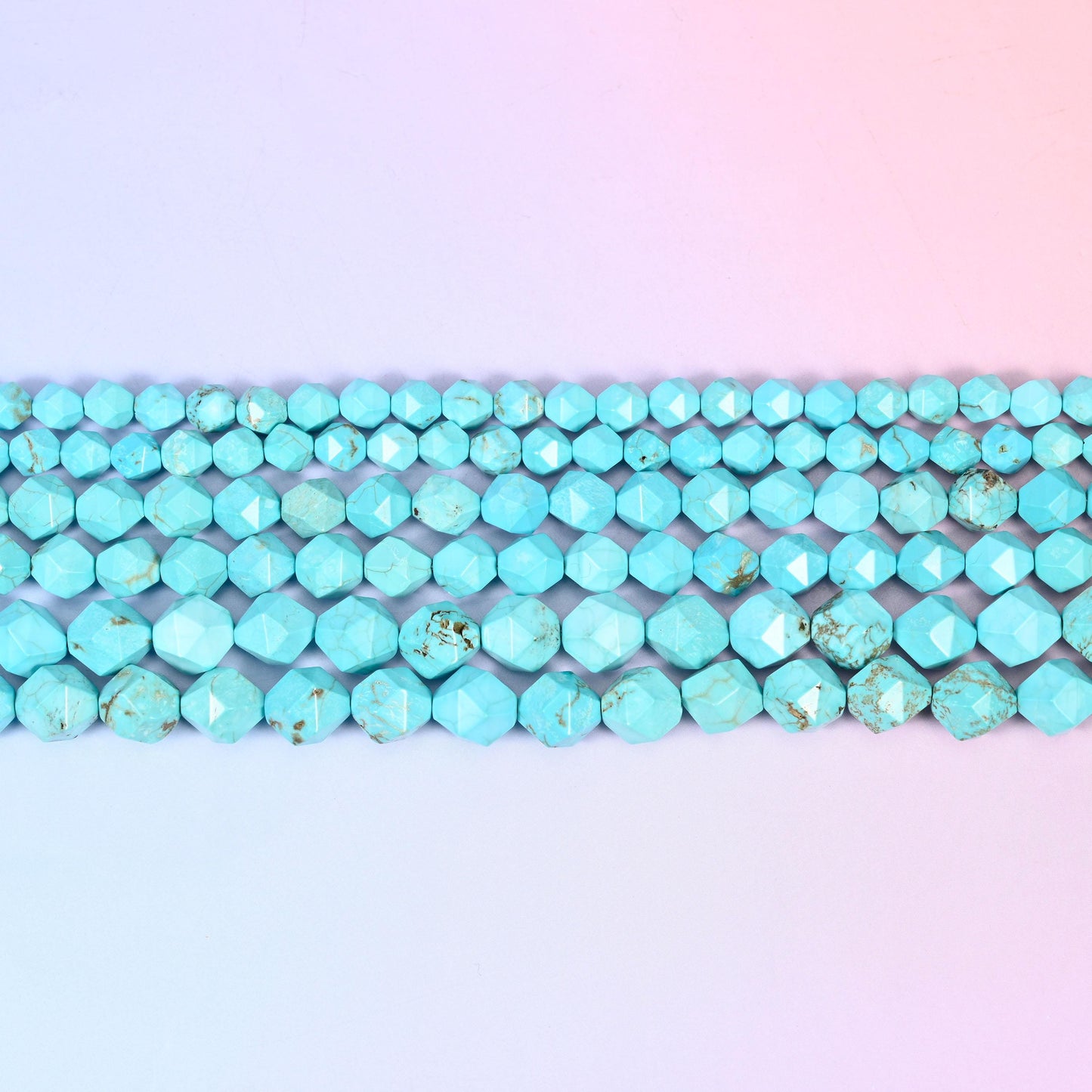 Dyed Blue Howlite Beads: Faceted Diamond Star Cut, 6-10mm, 15.5 inch Strand