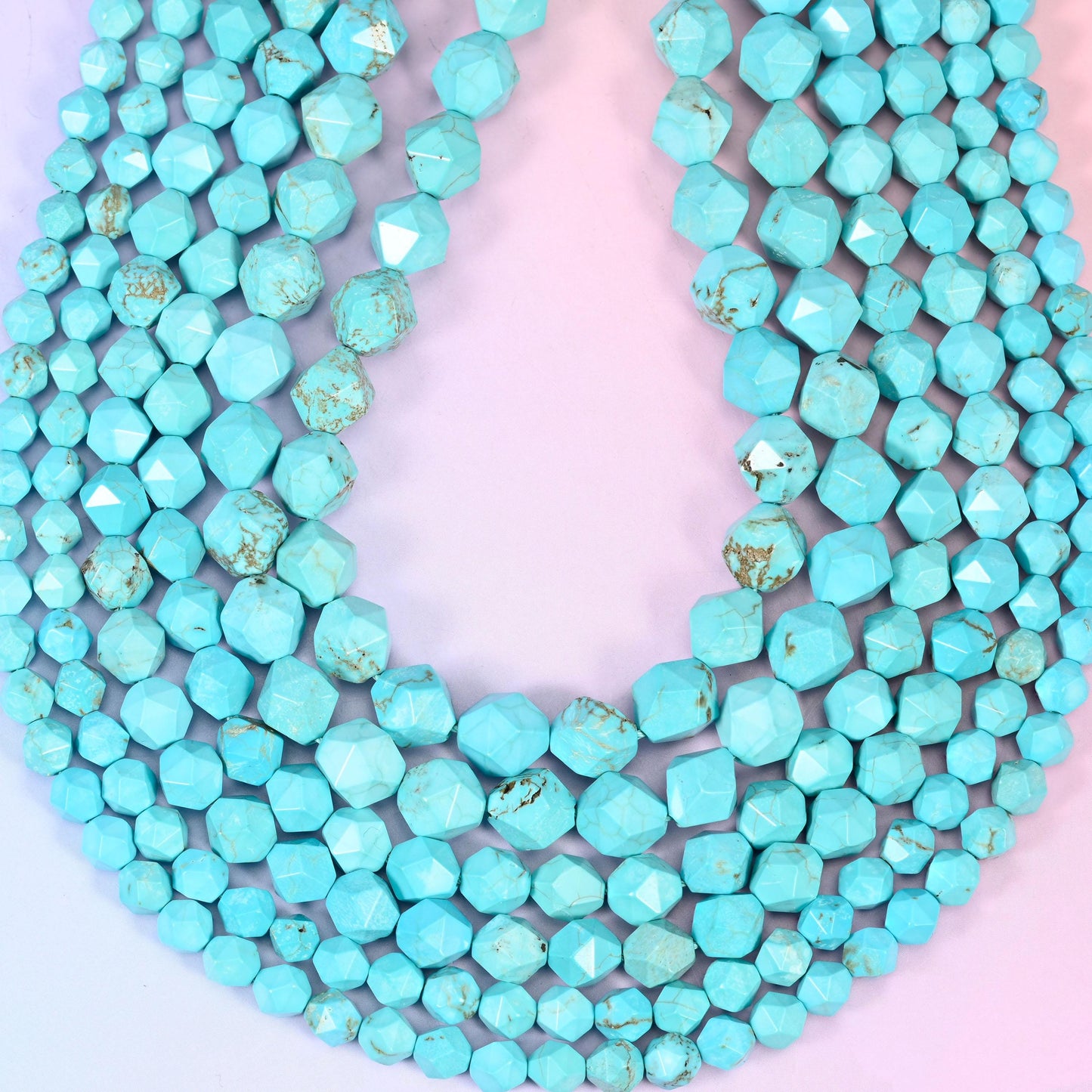 Dyed Blue Howlite Beads: Faceted Diamond Star Cut, 6-10mm, 15.5 inch Strand