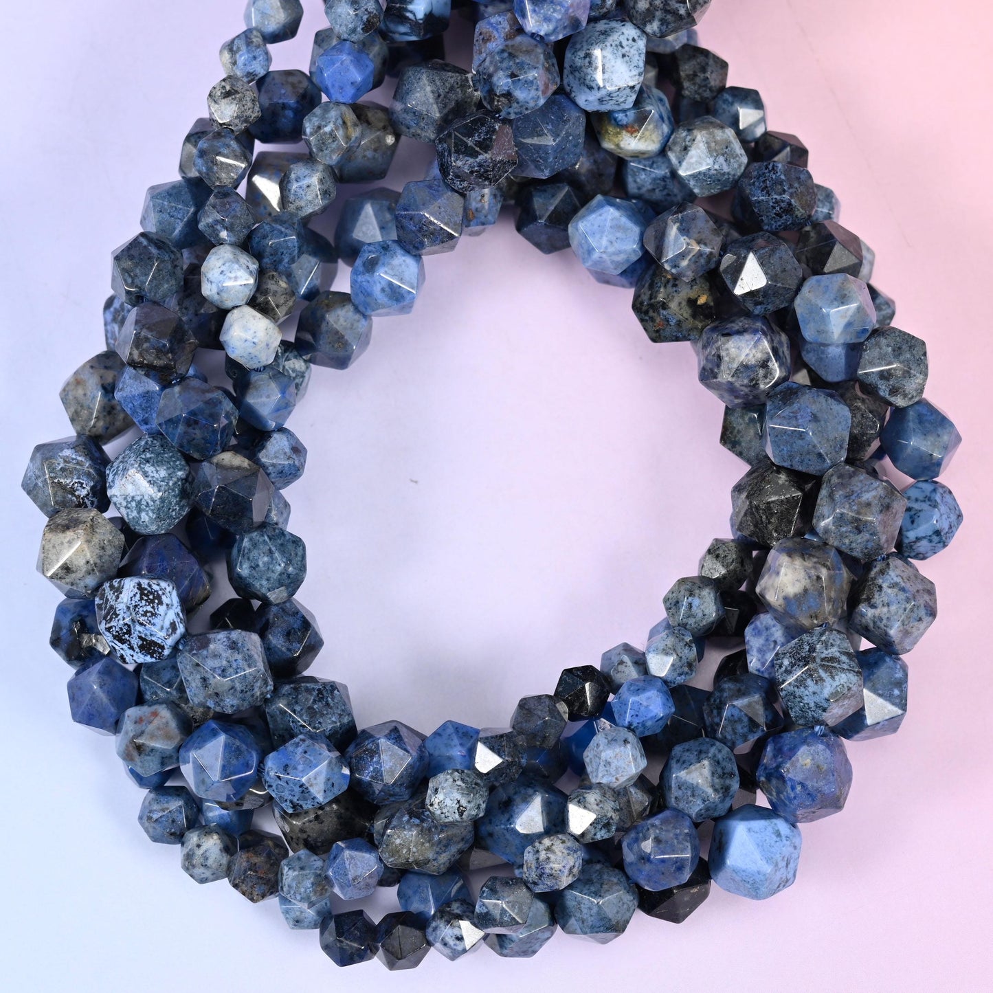 Blue Dumortierite Beads: Faceted Diamond Star Cut, 6-10mm, 15.5 inch Strand