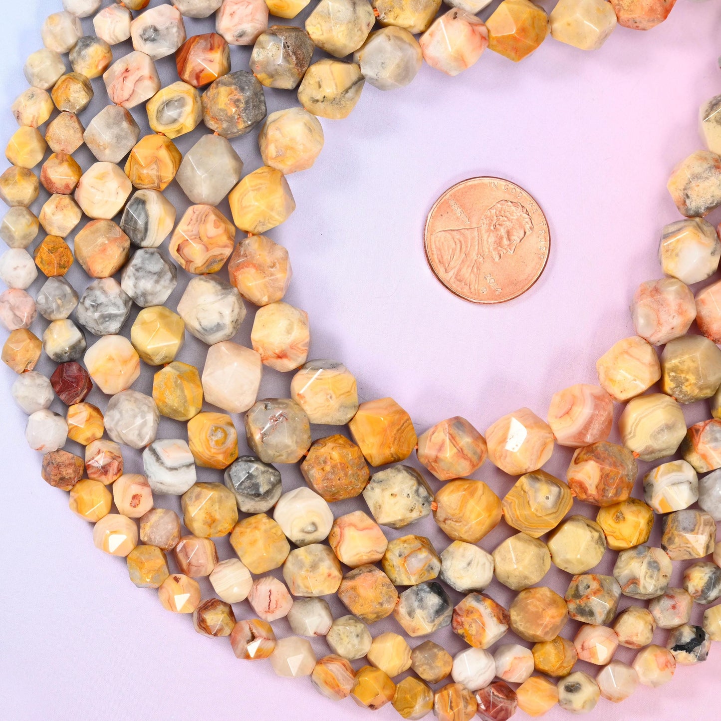 Crazy Agate Beads: Faceted Diamond Star Cut, 6-10mm, 15.5 inch Strand