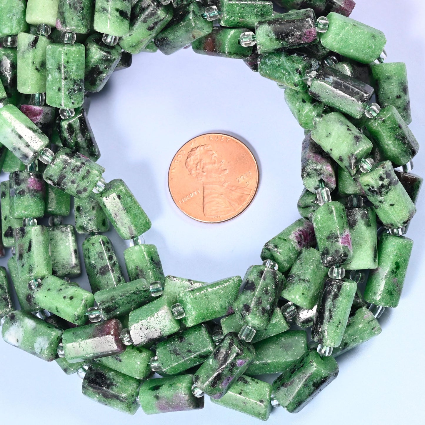 Ruby Zoisite Faceted Tube Beads, Size 12x8mm, Jewelry Making 15.5 Inch Strand