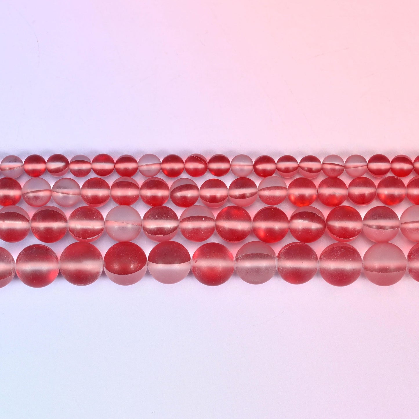 Mystic Aura Matte Red Round Glass Beads: Iridescent Jewelry Making Supply