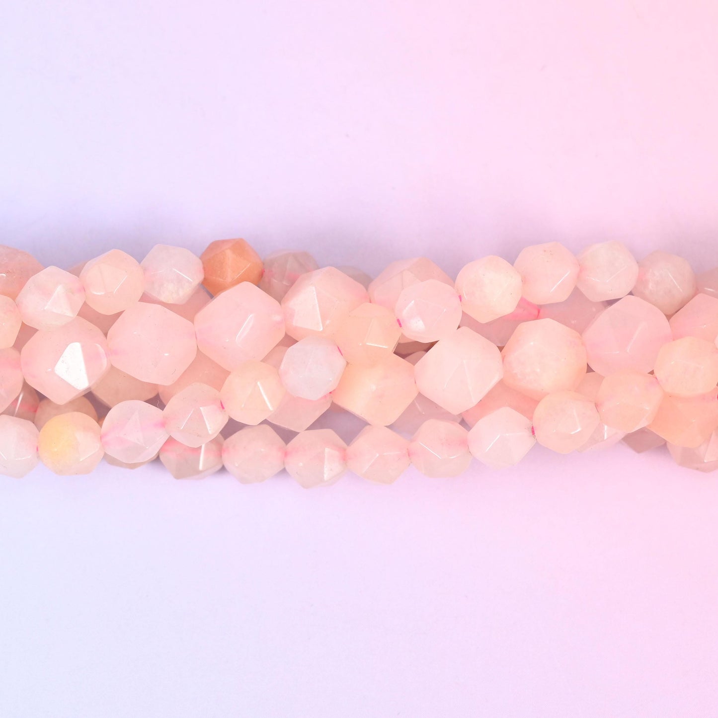 Pink Aventurine Beads: Faceted Diamond Star Cut, 6-10mm, 15.5 inch Strand