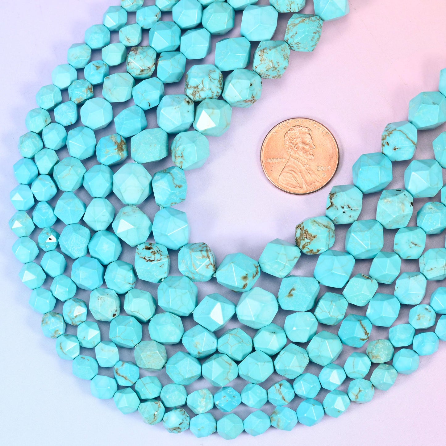 Dyed Blue Howlite Beads: Faceted Diamond Star Cut, 6-10mm, 15.5 inch Strand
