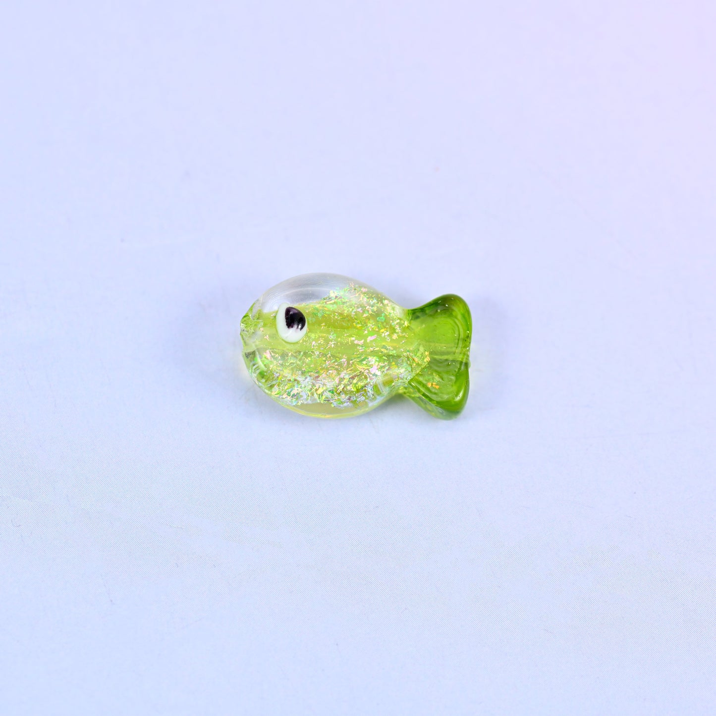 Iridescent Lime Green Fish Glass Beads: Jewelry Making Supply