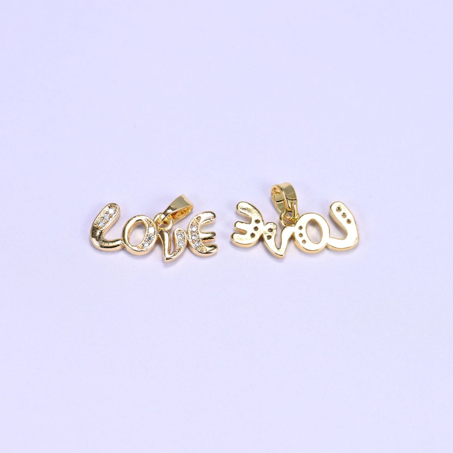 Love Letter Zircon Charms with clear zircon pave accents