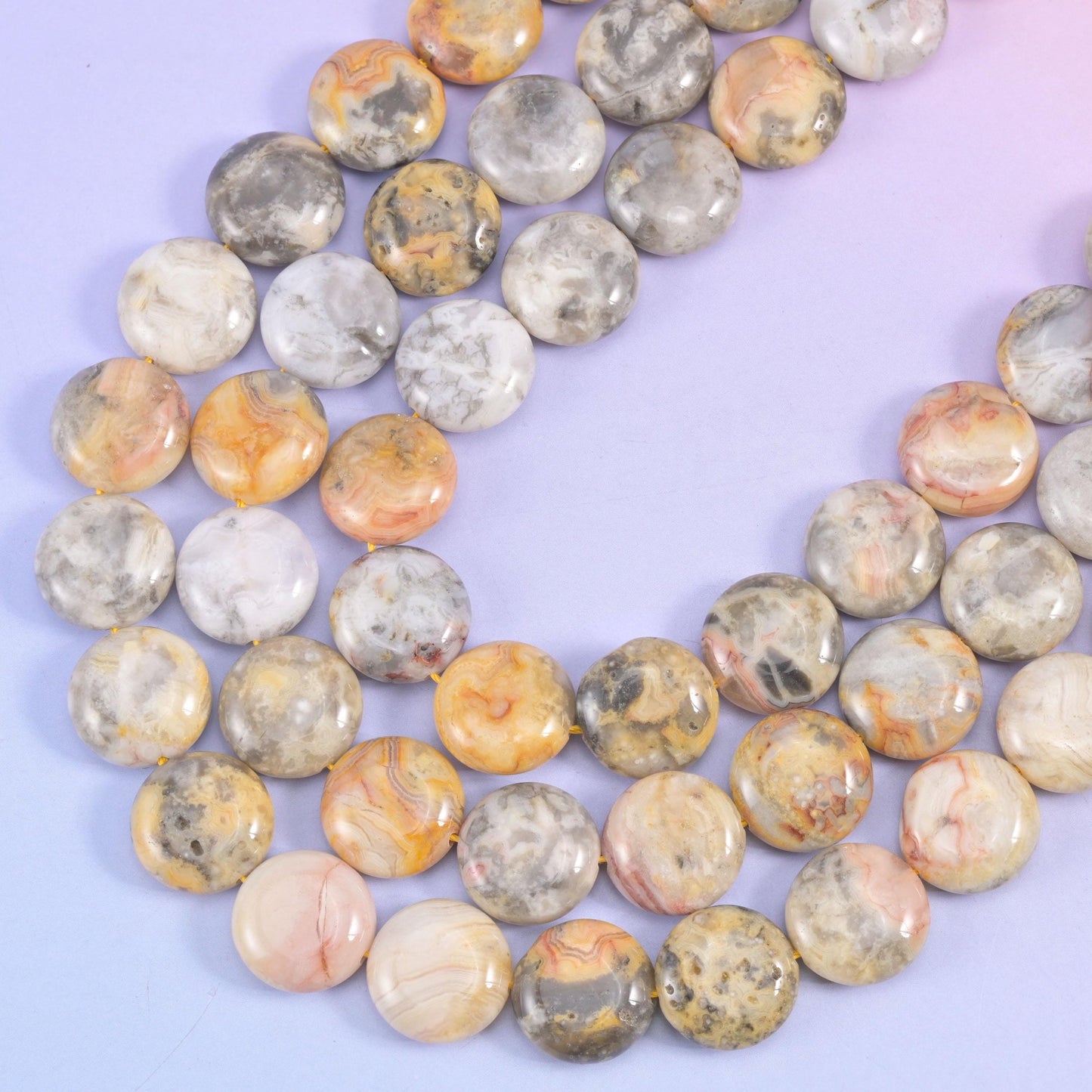 Crazy Agate coin beads, 1.2mm centre-drilled hole