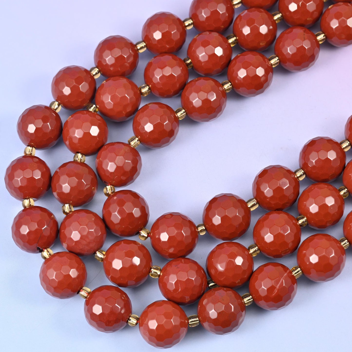 Red Jasper Faceted Round Beads, hole approximately 1.5mm