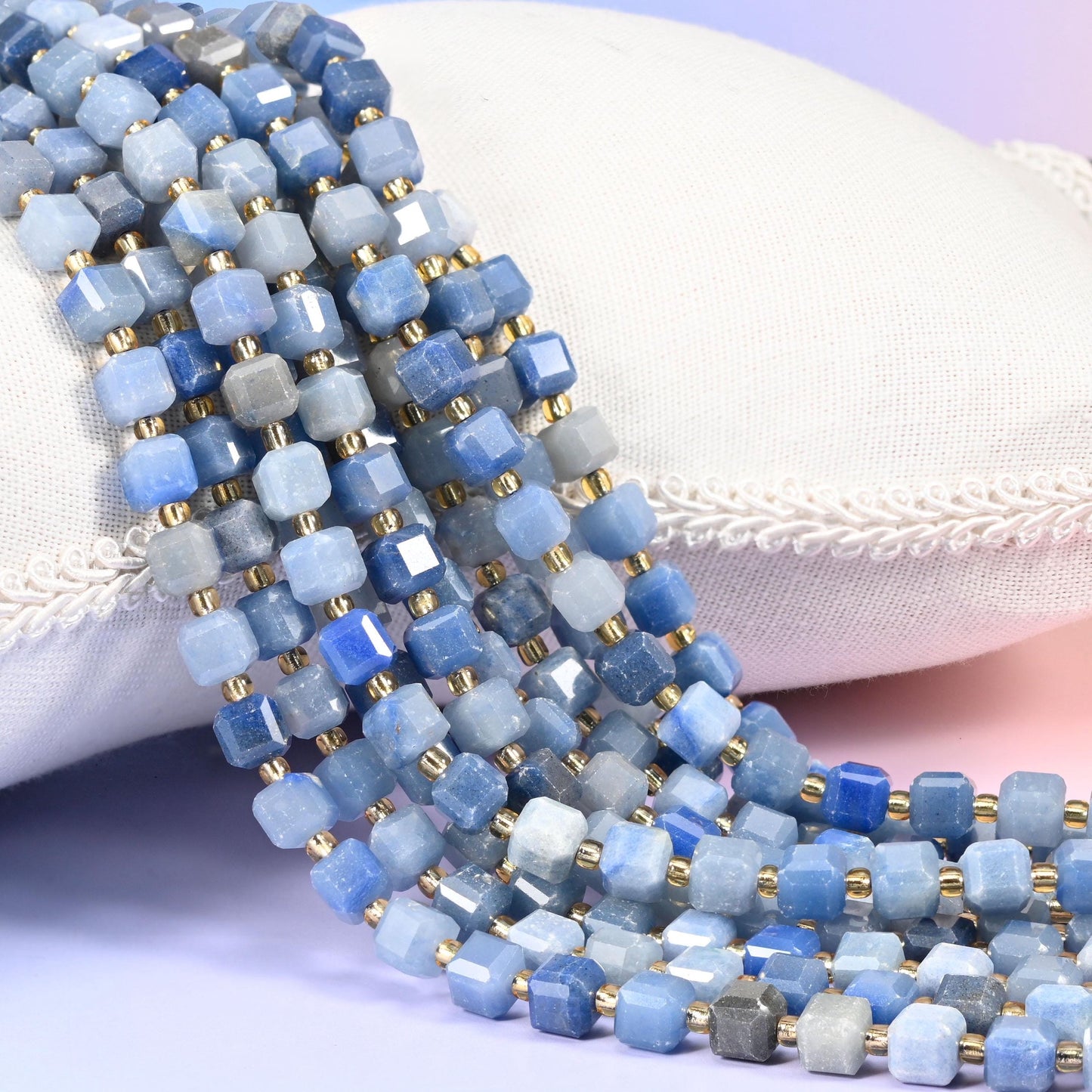 Blue Aventurine Faceted Cube Beads 6mm 8mm