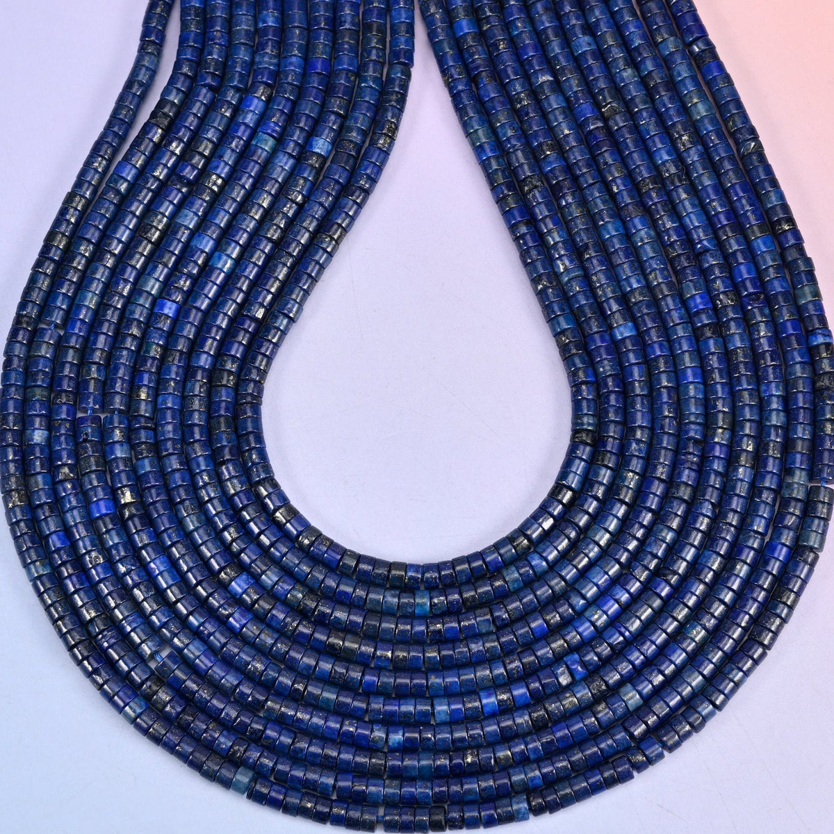 Dark Blue Lapis Smooth Heishi Disc Beads, hole 1.0mm