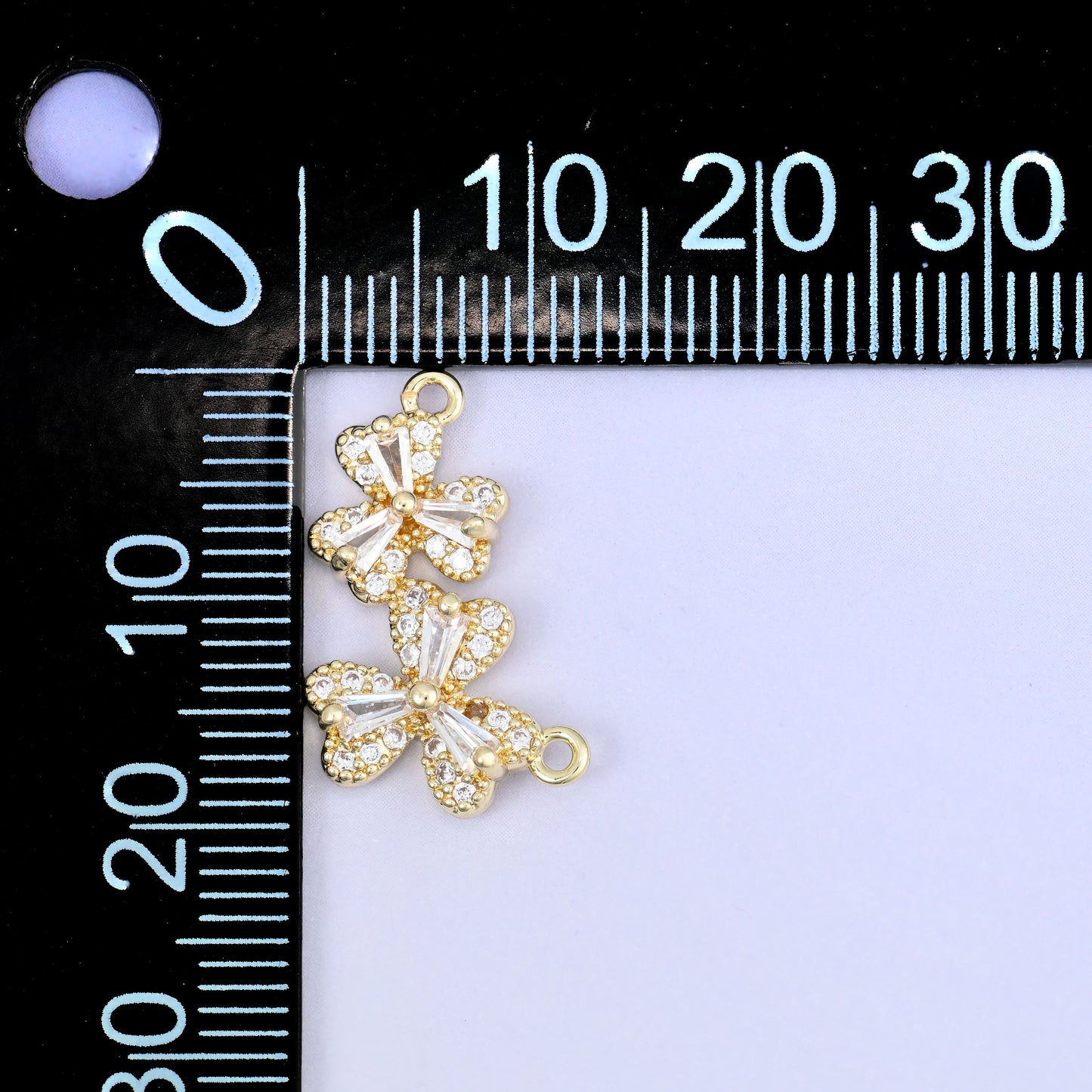 Flower Zircon Connector Pendants: 18K Gold Plated, Jewelry Making Supply