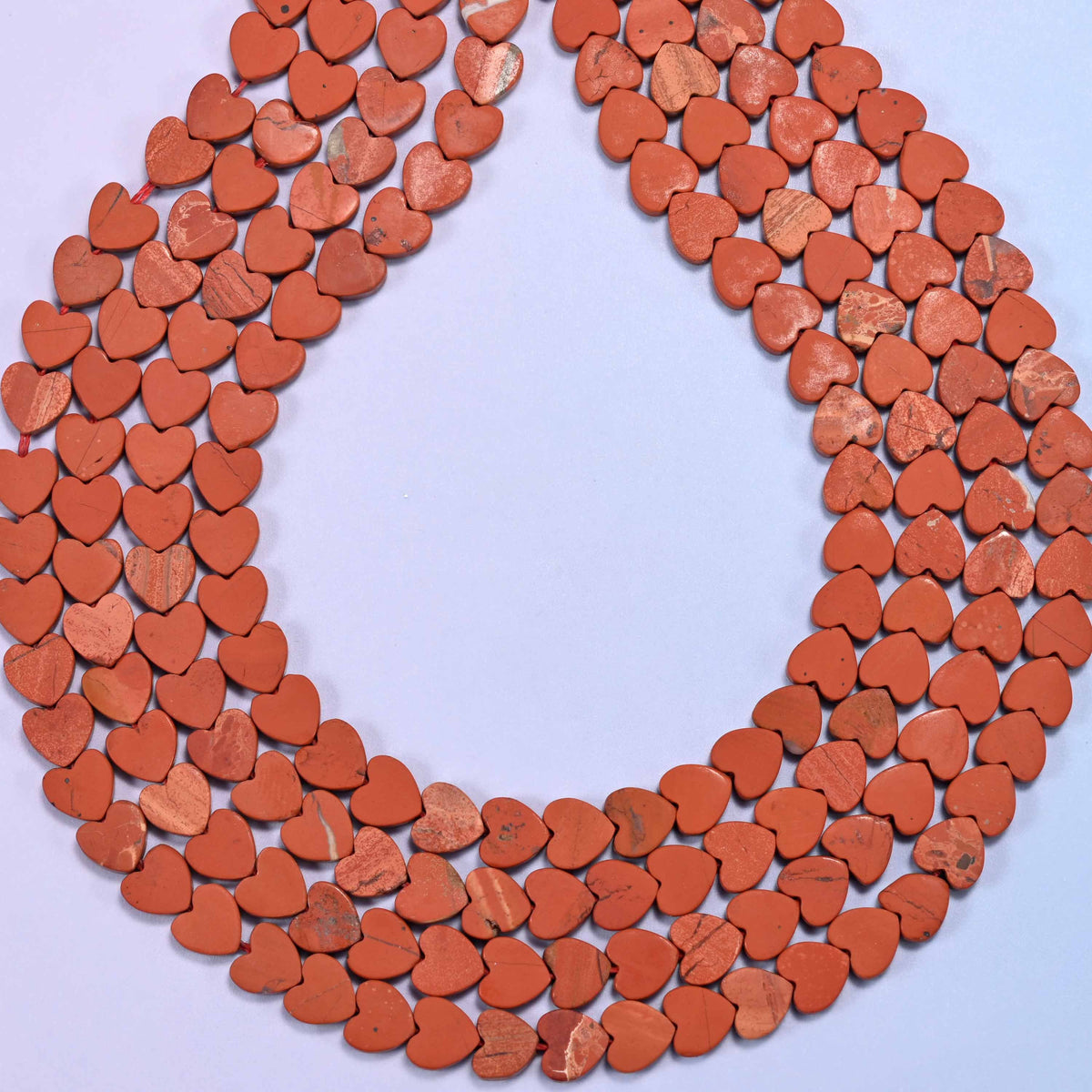 Matte red jasper flat heart beads, hole 0.8mm