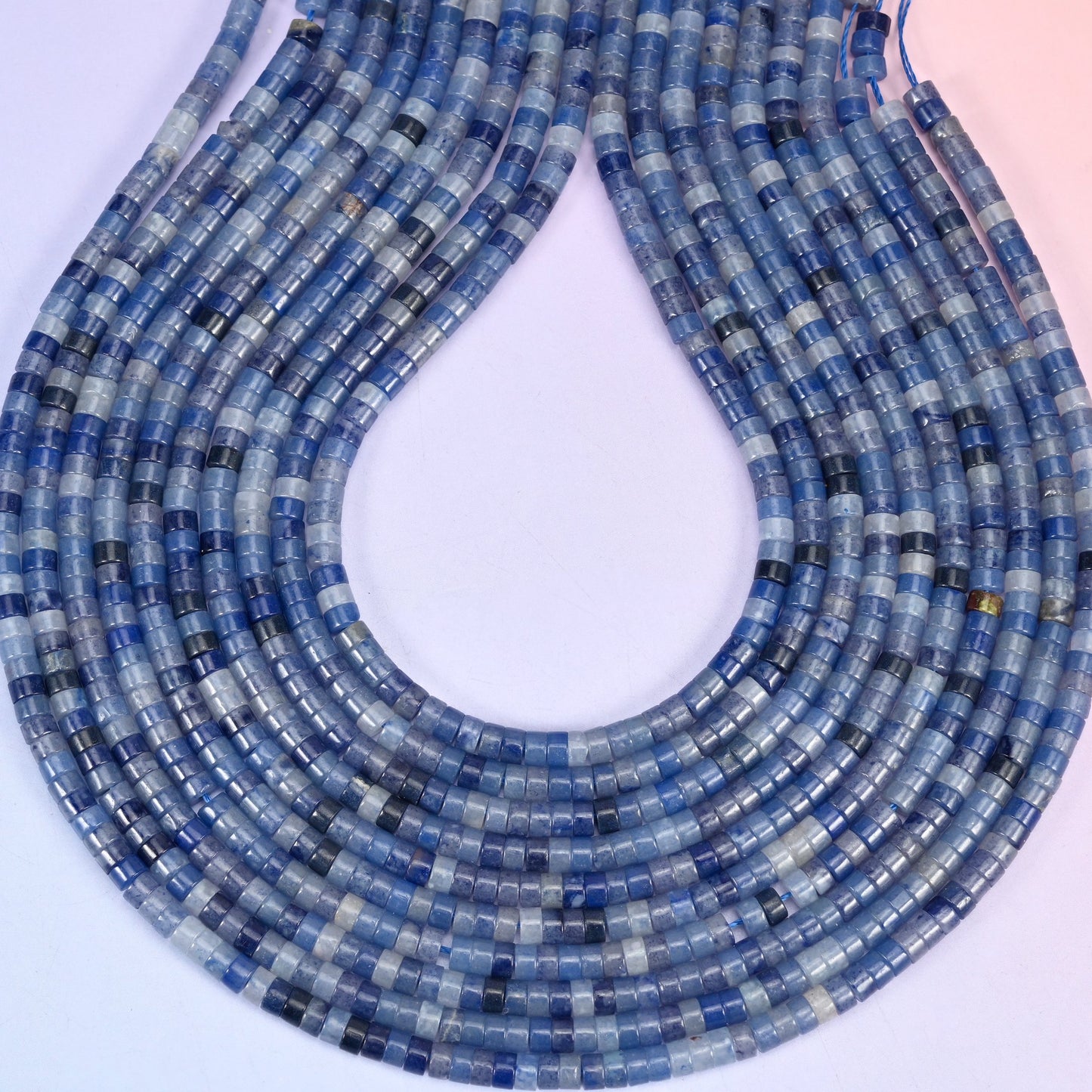 Blue Aventurine Smooth Heishi Disc Beads: Jewelry Making Supply, 15.5 Inch Strand