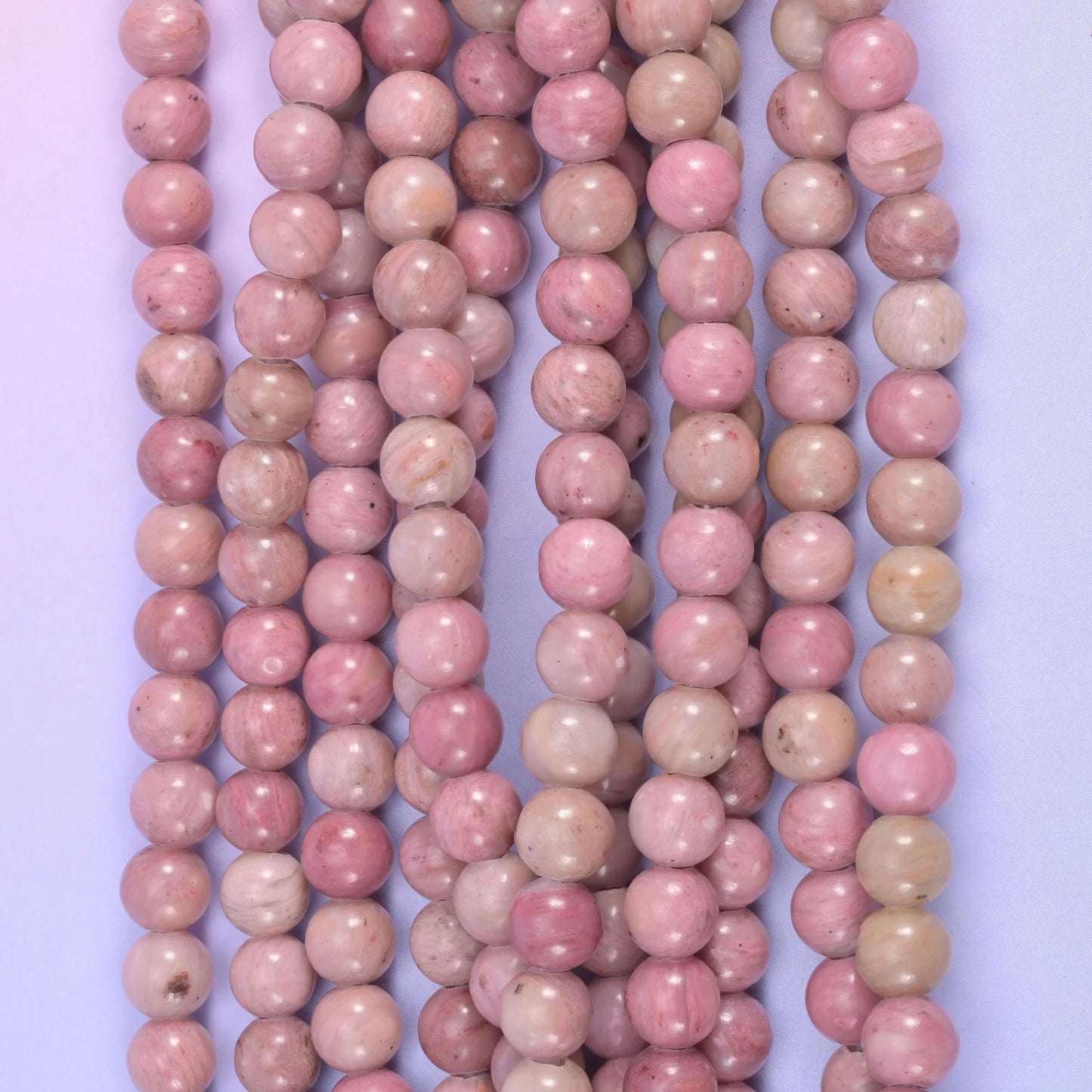 Pink Rhodonite Large Hole Round Beads 6mm 8mm 10mm, hole 2.0mm (6mm bead), 2.5mm (8mm and 10mm beads), centre drilled