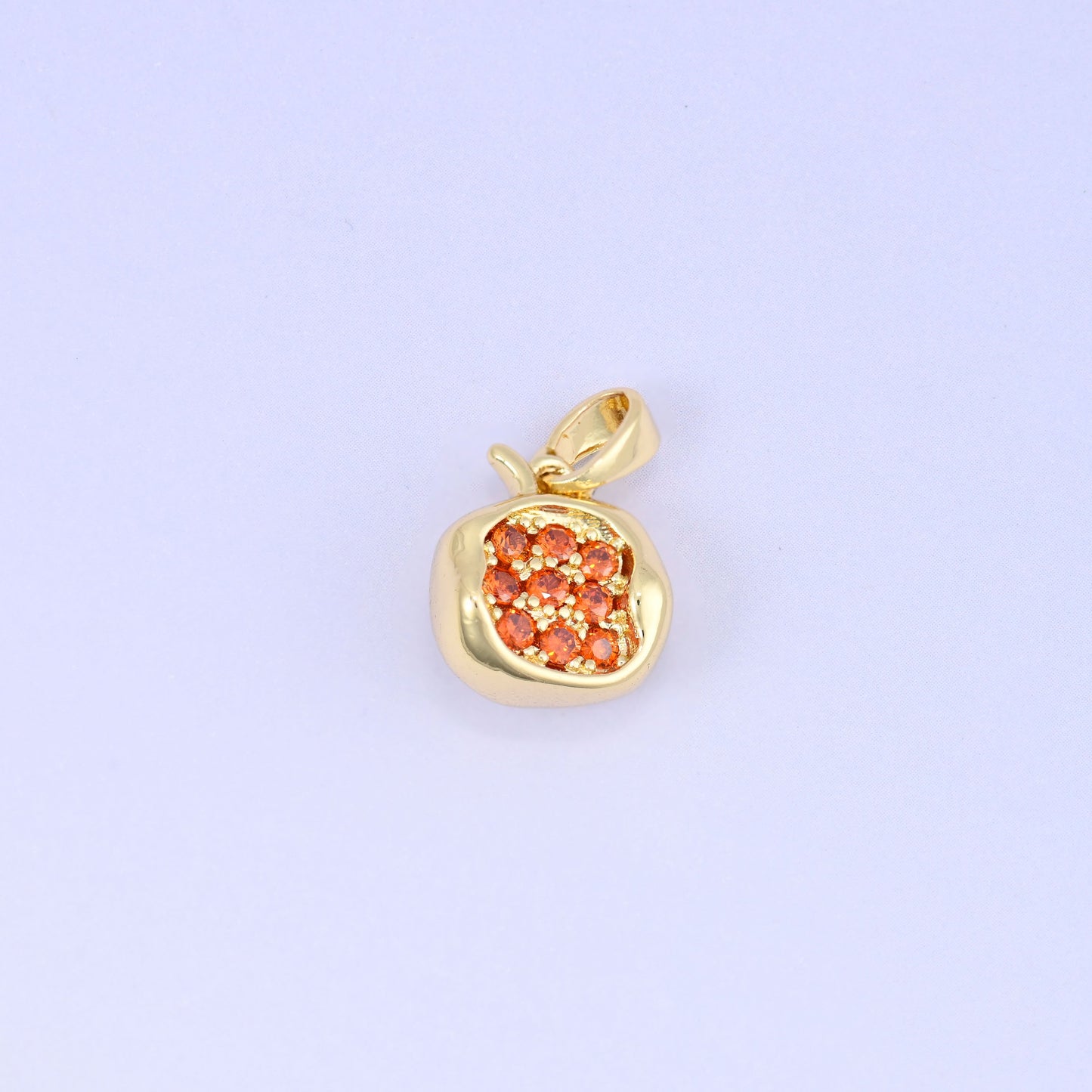 Pomegranate Fruit Zircon Charms: 18K Gold Plated Pendants, Jewelry Making Supply
