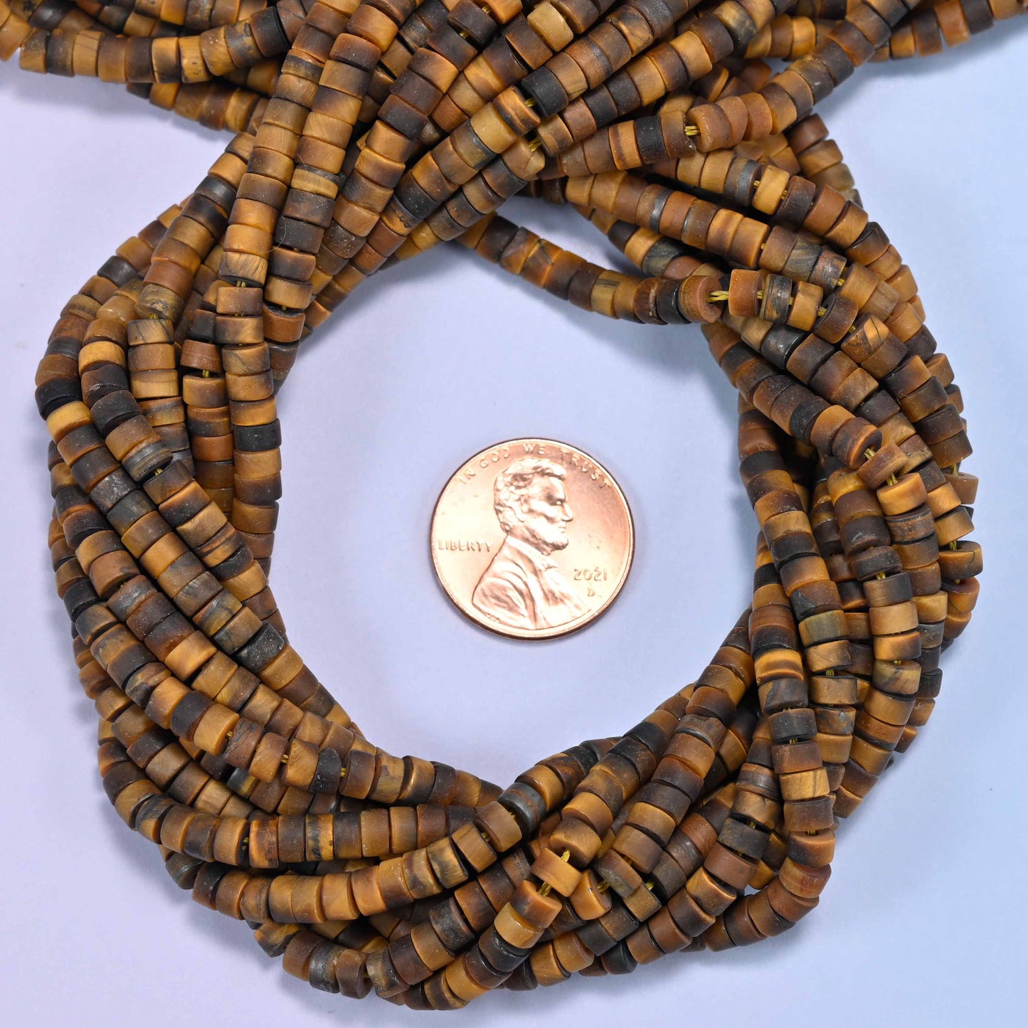 Matte Tiger Eye Heishi Disc Beads: Jewelry Making Supply, 15 Inch Strand