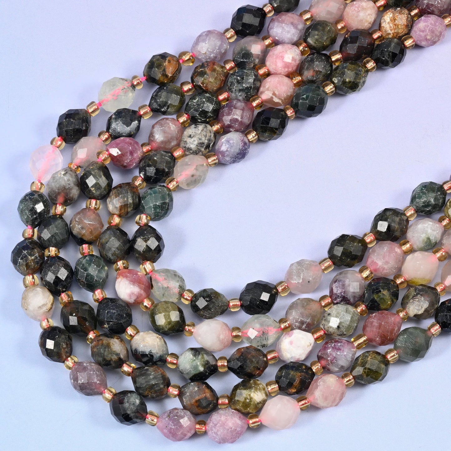 Multi-color Tourmaline beads, 1.0mm hole
