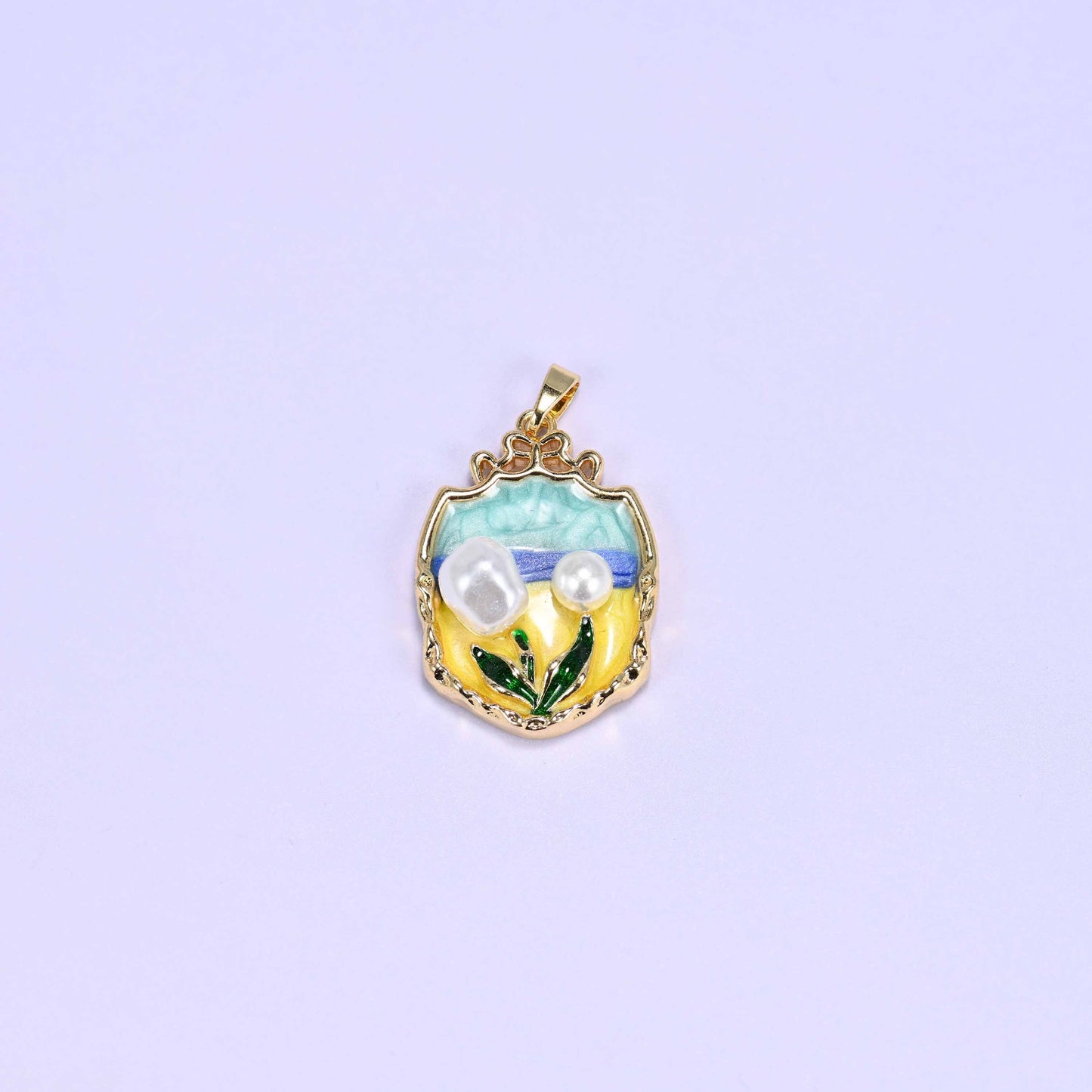 Enamel Ornate Shield Tulip Charms