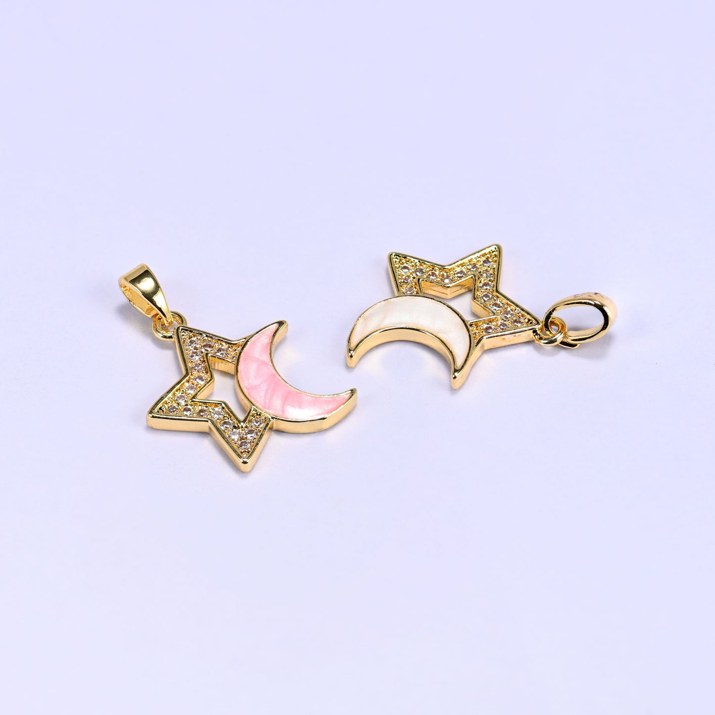 Star Shell Moon Zircon Charms: 18K Gold Filled Pendants, Jewelry Making Supply